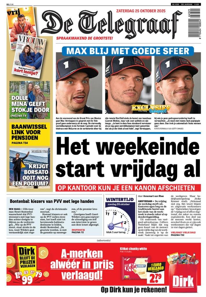 De Telegraaf - Front Page - 10/25/2025