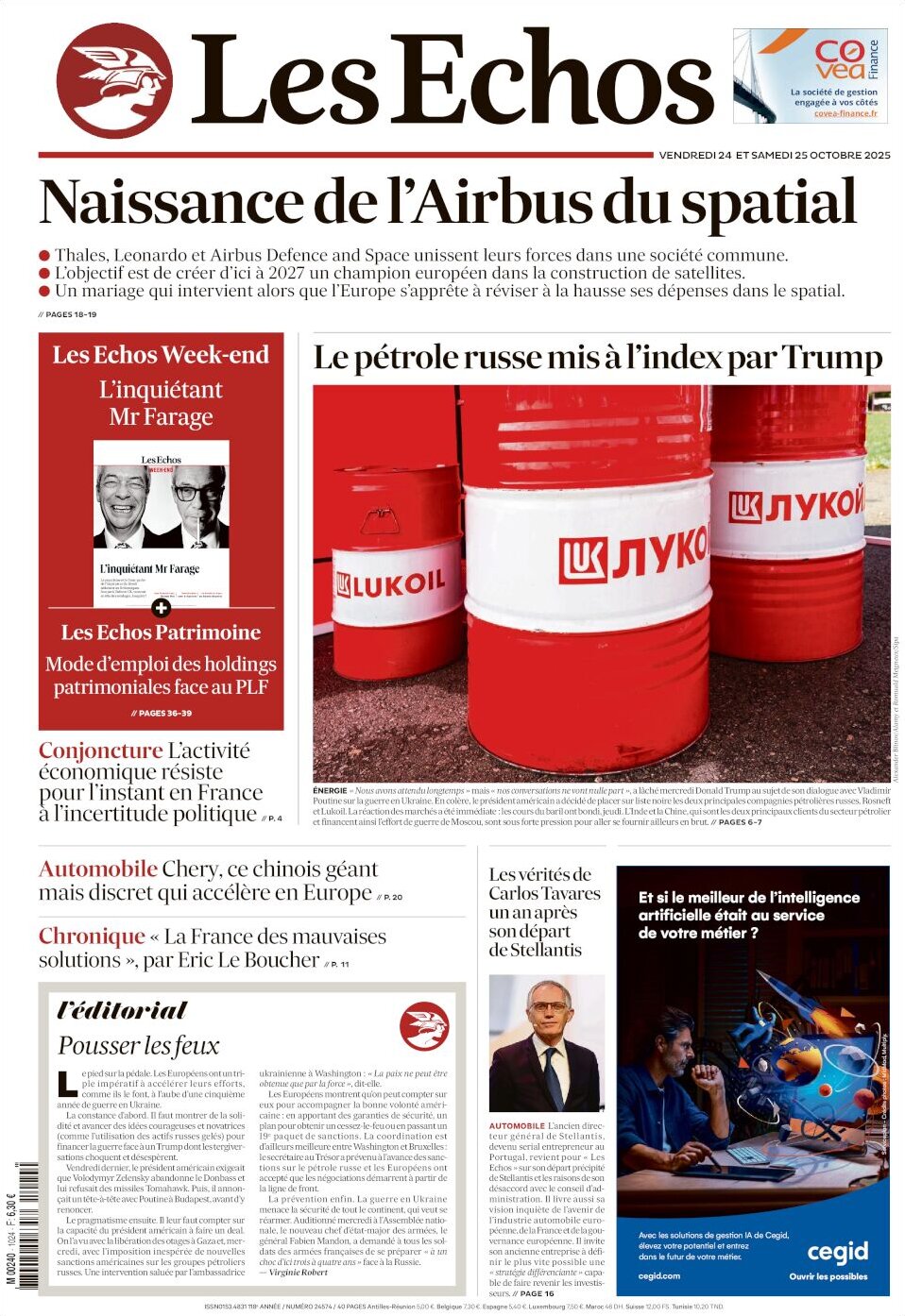Les Échos - Front Page - 10/26/2025