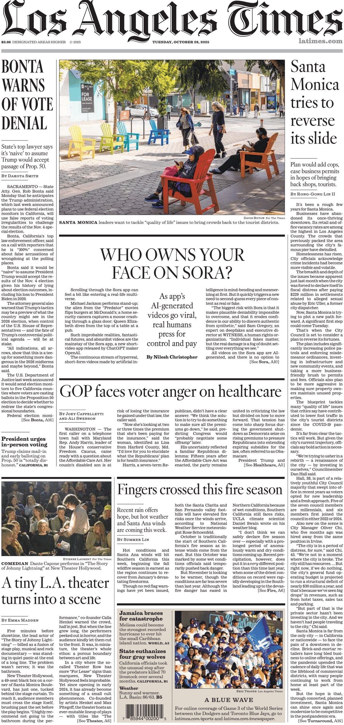 Los Angeles Times - Cover - 10/28/2025