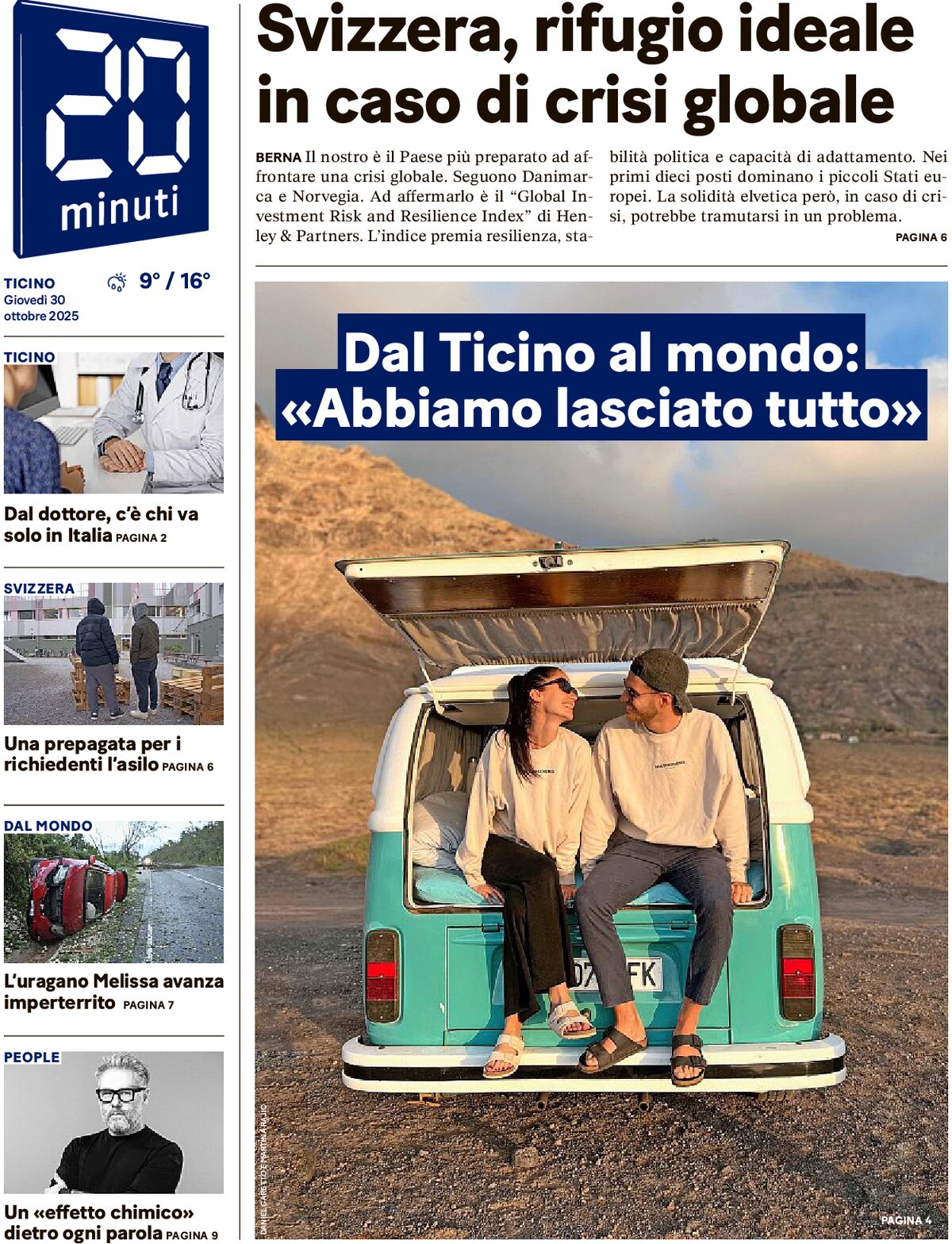 20 Minuti - Front Page - 10/30/2025