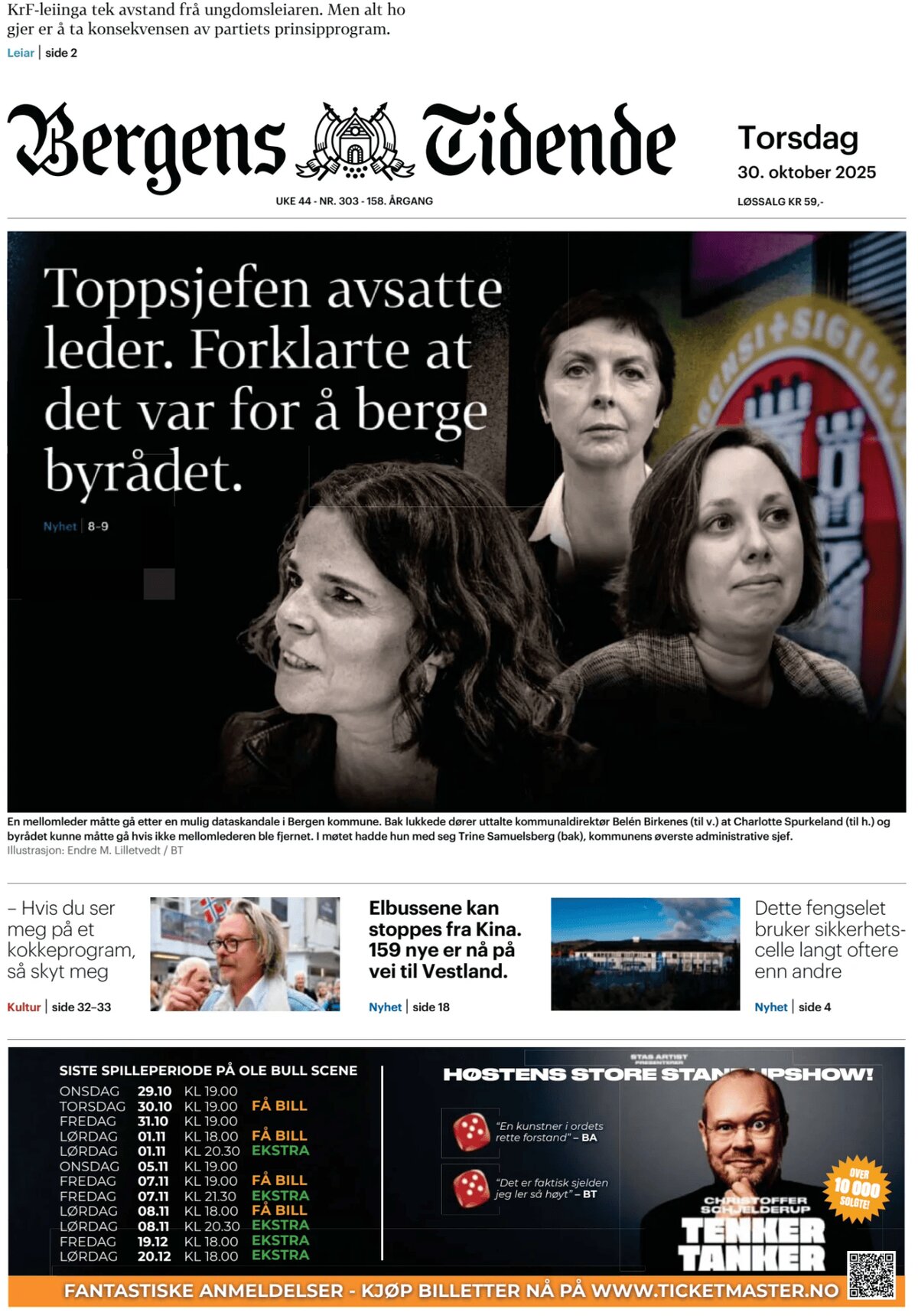 Bergens Tidende - Front Page - 10/30/2025