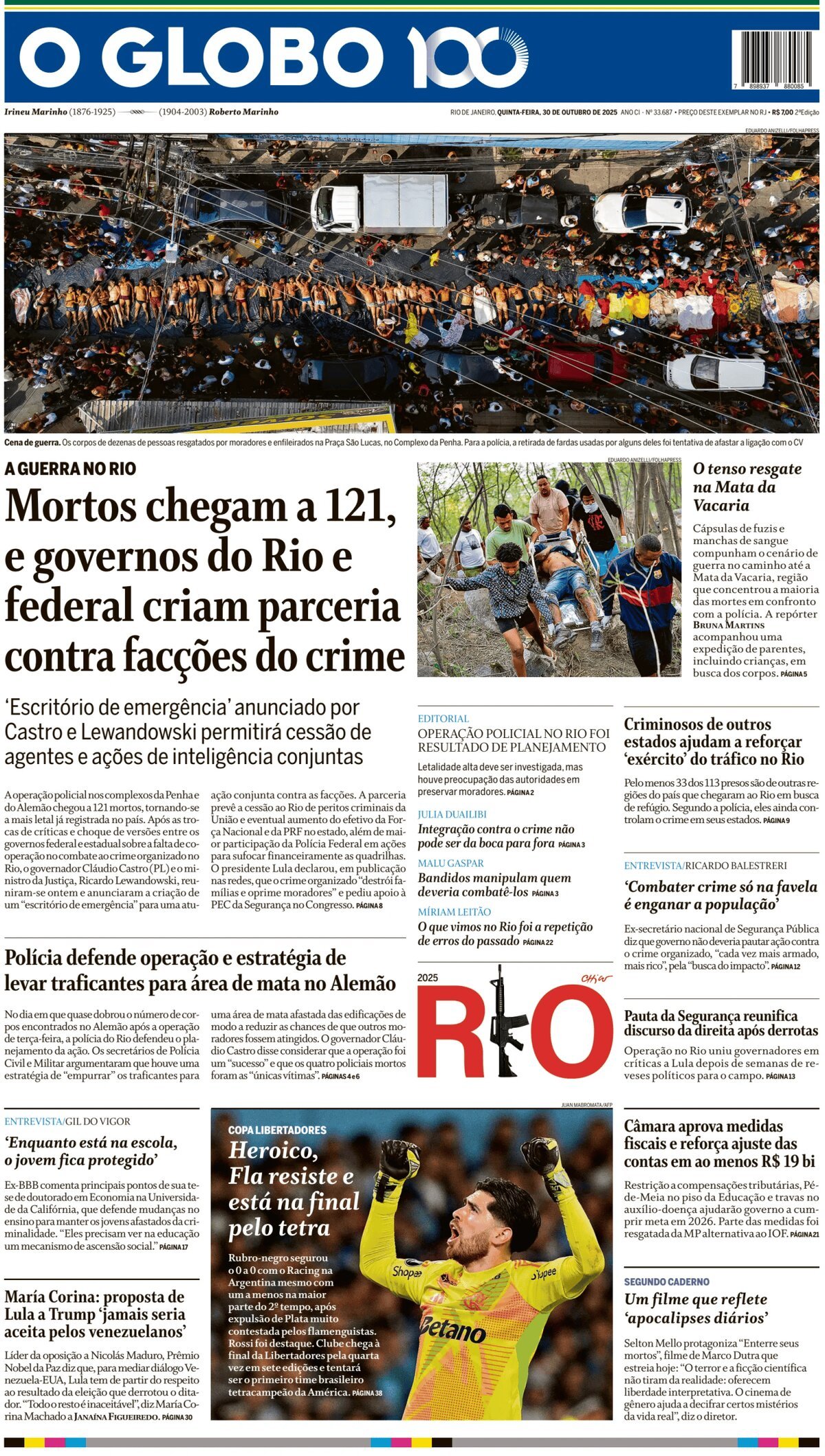 O Globo - Front Page - 10/30/2025