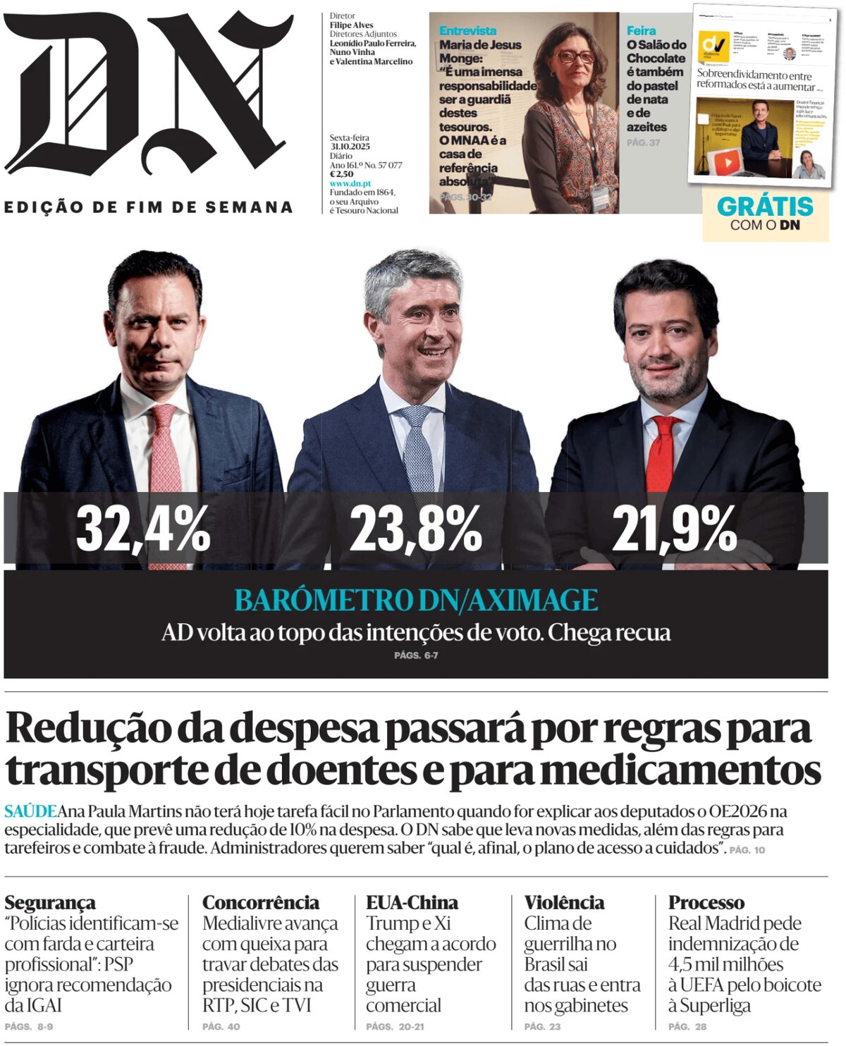 Diário de Notícias - Front Page - 10/31/2025