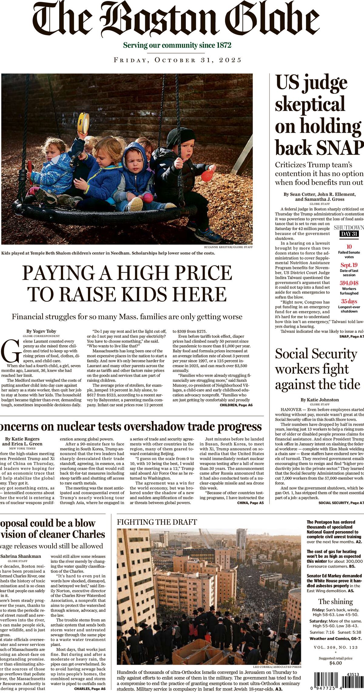 The Boston Globe - Cover - 10/31/2025