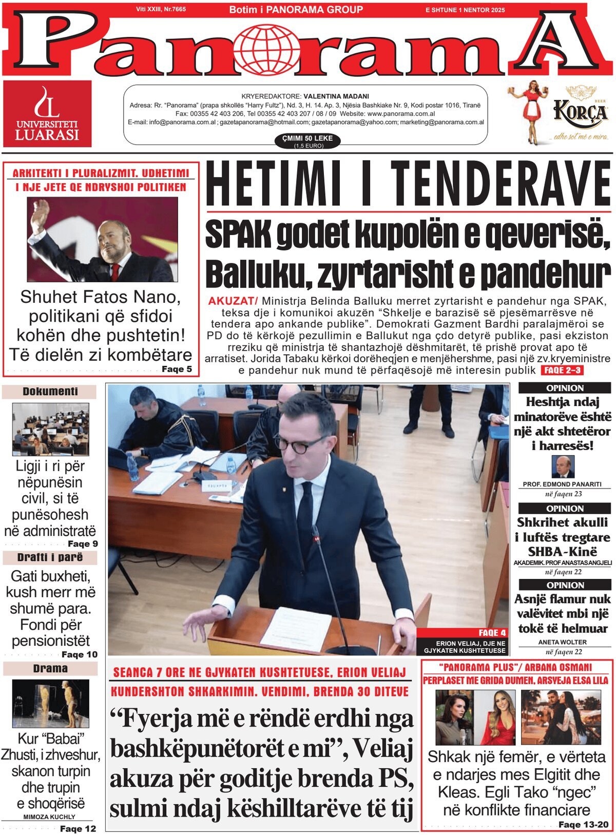 Gazeta Panorama - Front Page - 11/01/2025