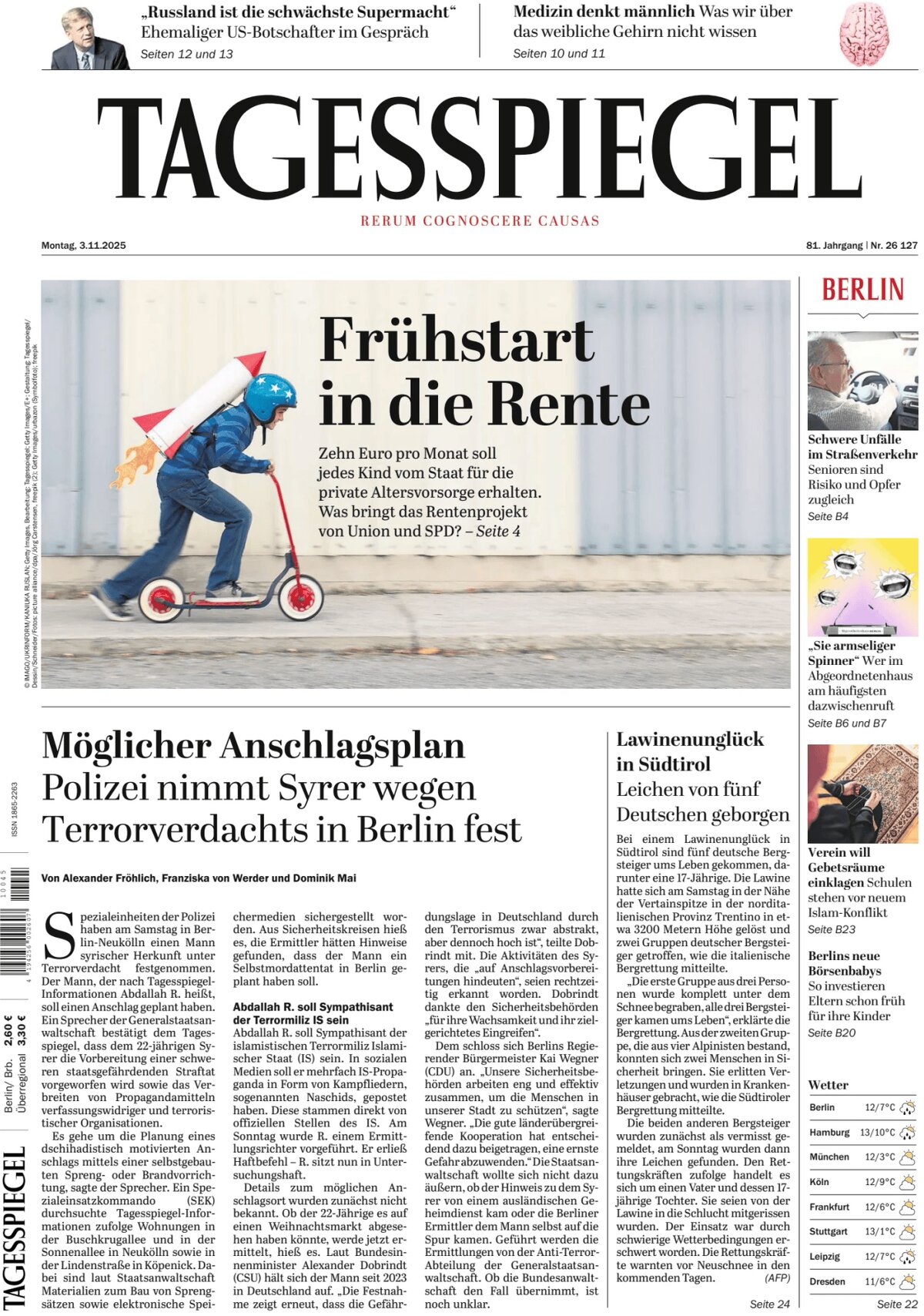 Der Tagesspiegel - Front Page - 11/03/2025