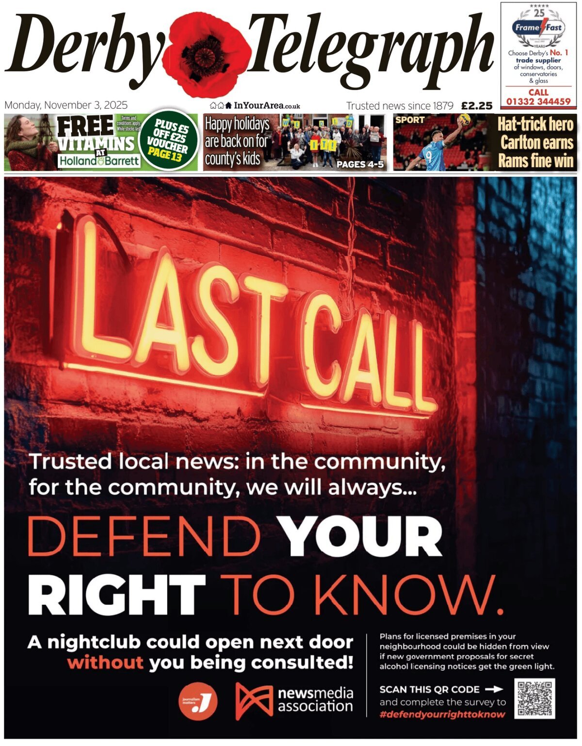 Derby Telegraph - Front Page - 11/03/2025