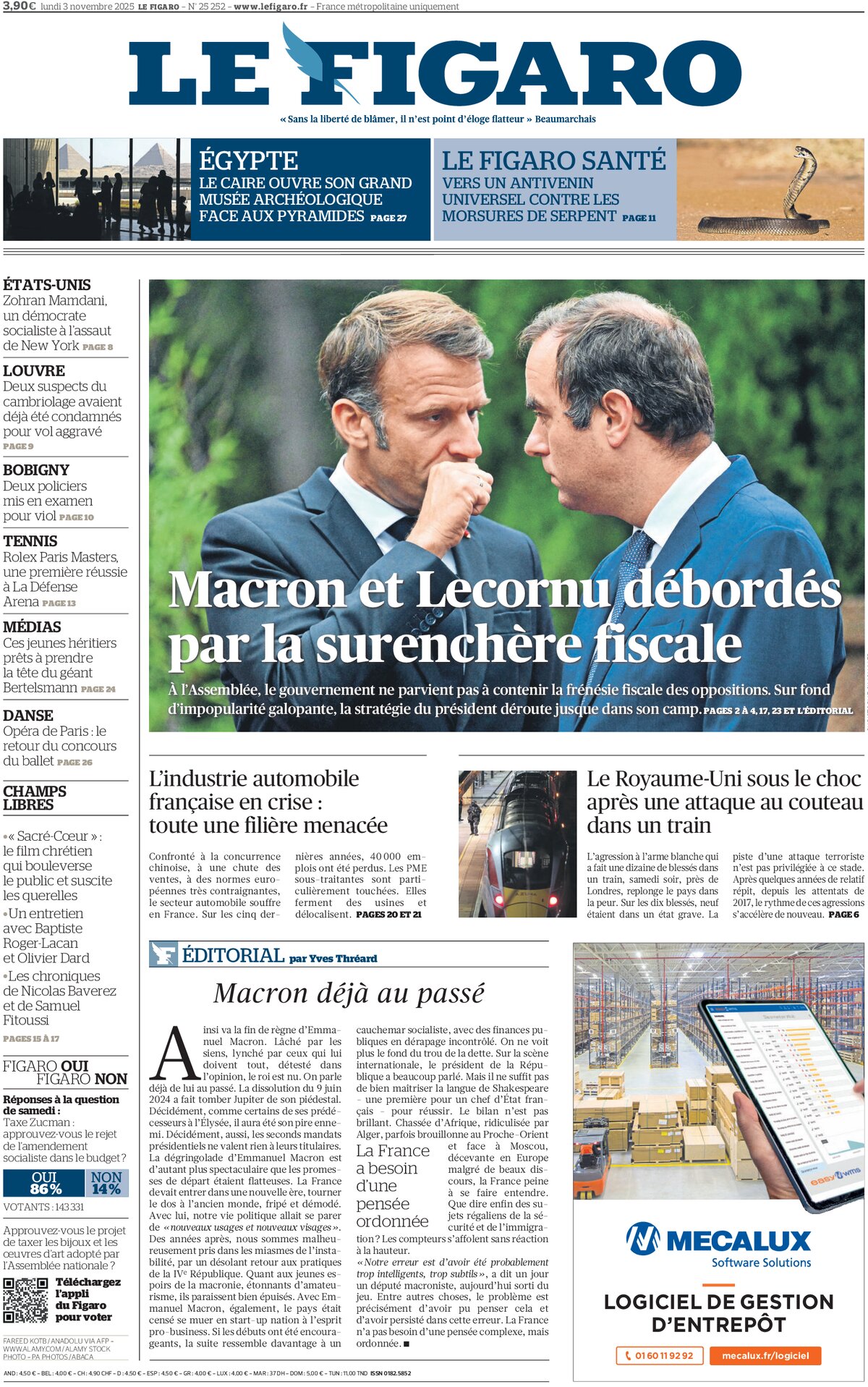 Le Figaro - Front Page - 11/03/2025