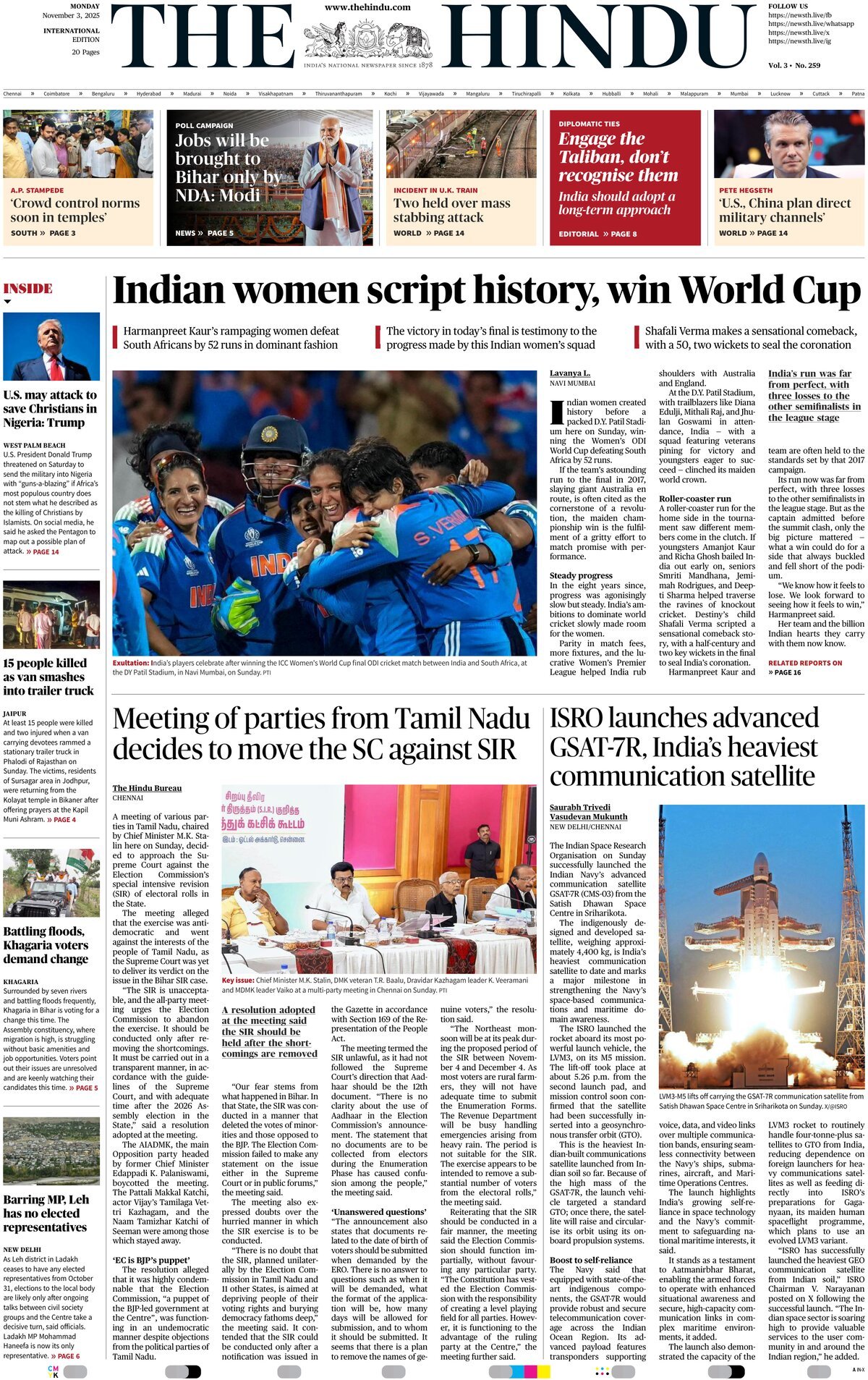 The Hindu - Front Page - 11/03/2025
