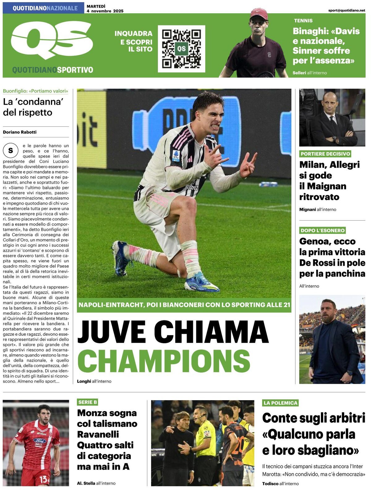 QS Quotidiano Sportivo - Front Page - 11/04/2025