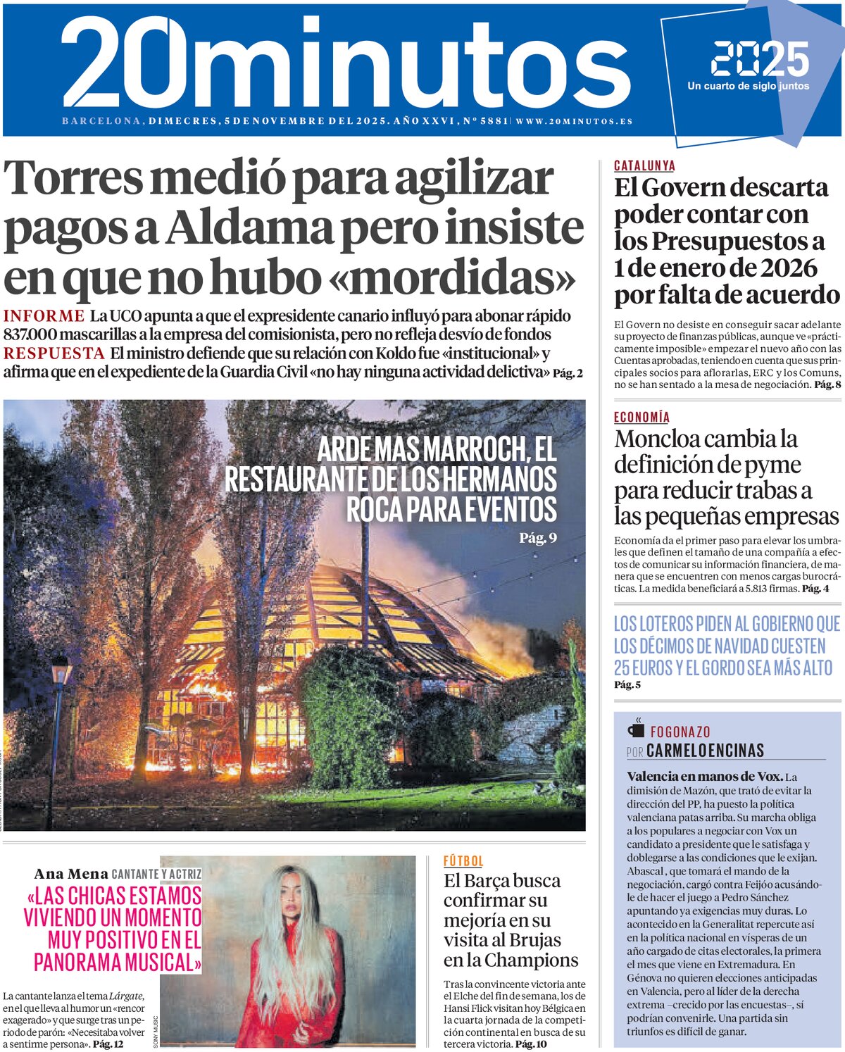 20 minutos (Barcelona) - Front Page - 11/05/2025
