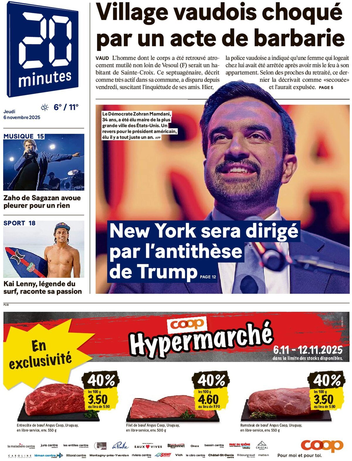 20 Minutes - Front Page - 11/06/2025