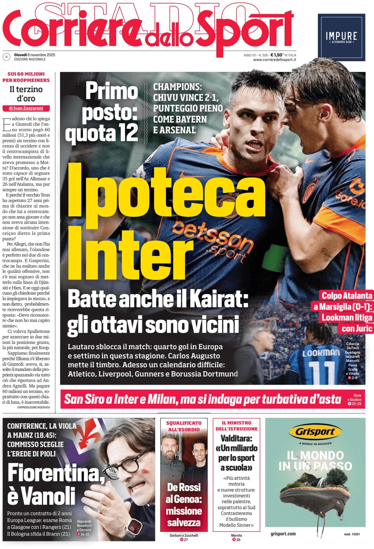 Corriere dello Sport (Lombardia) - Front Page - 11/06/2025