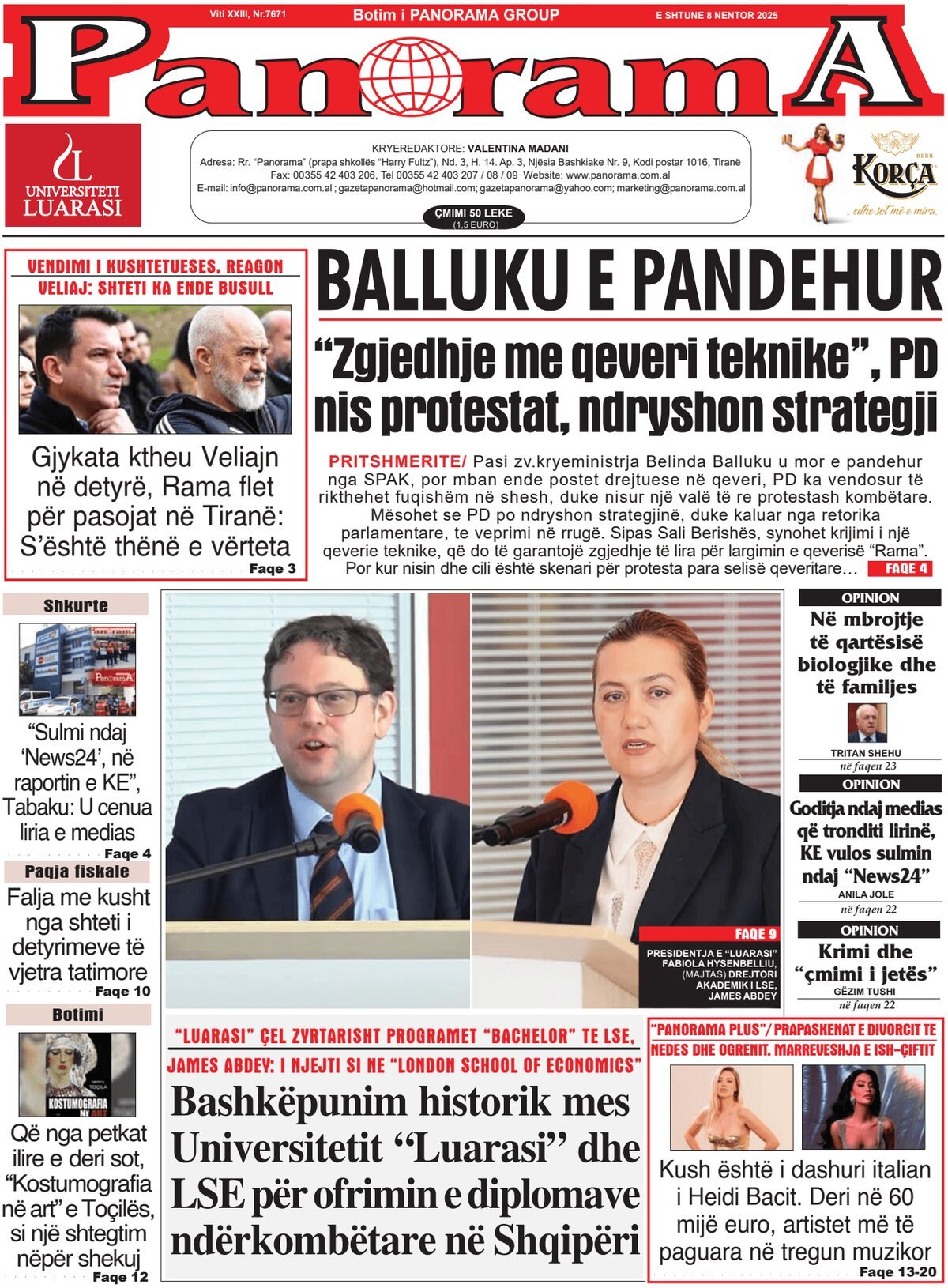 Gazeta Panorama - Front Page - 11/08/2025