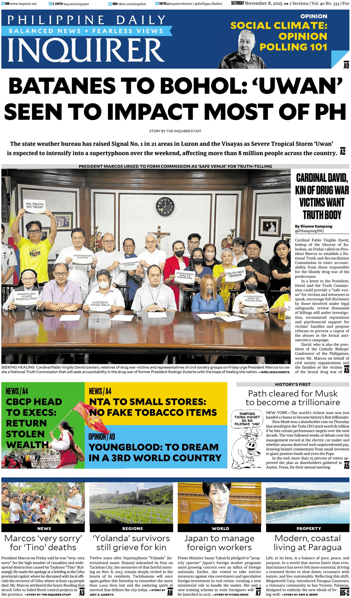 Philippine Daily Inquirer - Front Page - 11/08/2025