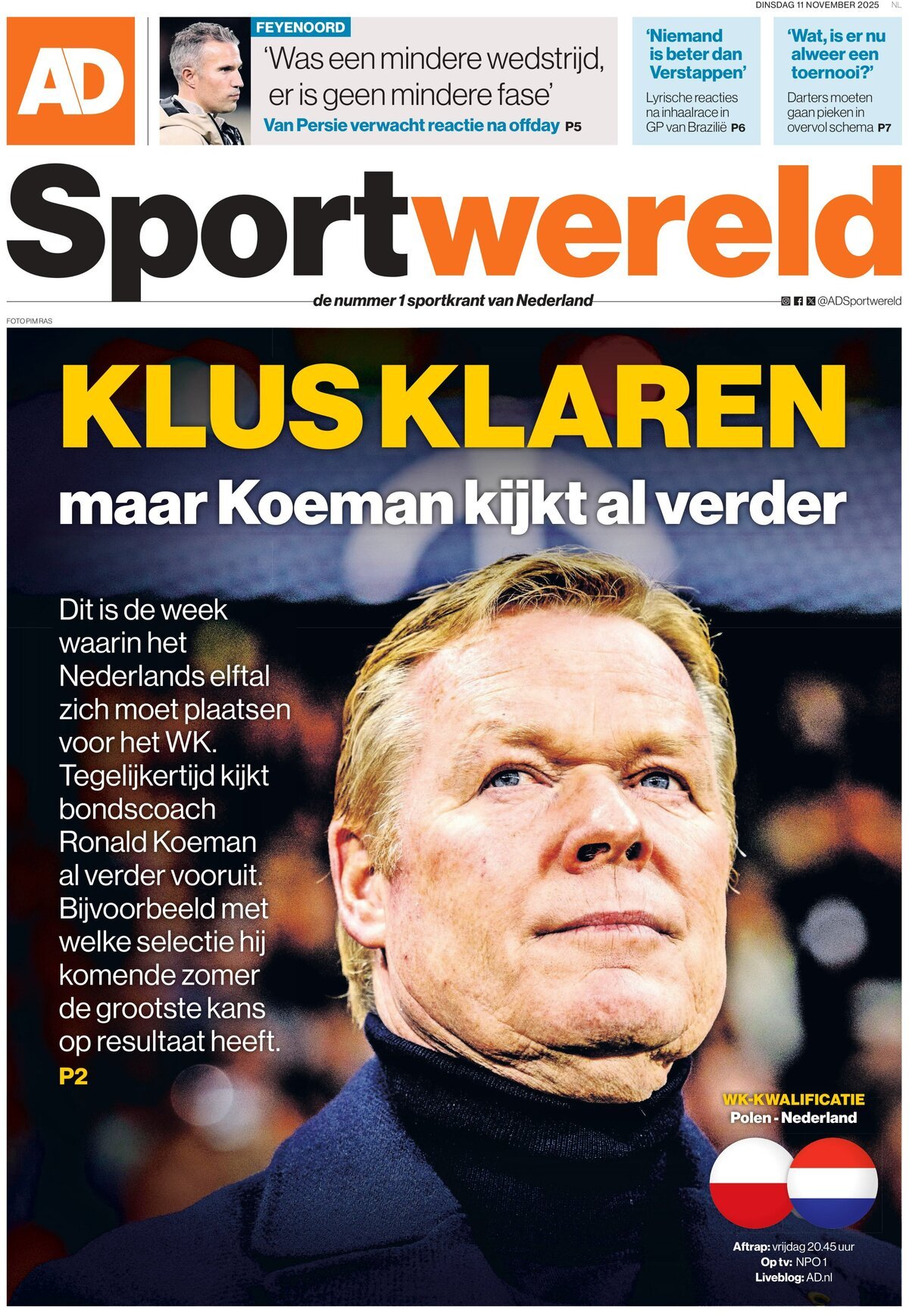 AD Sportwereld - Front Page - 11/11/2025