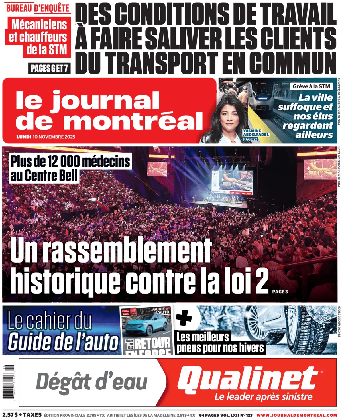 Le Journal de Montréal - Front Page - 11/10/2025