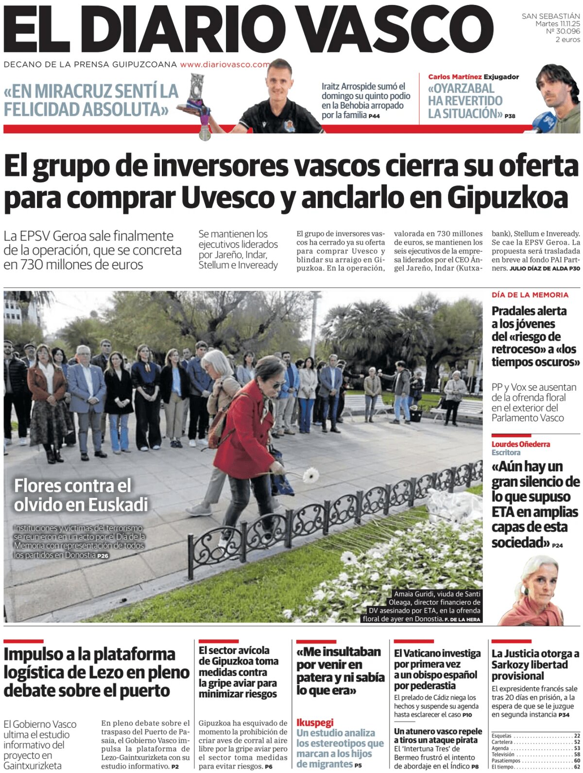 El Diario Vasco - Front Page - 11/11/2025