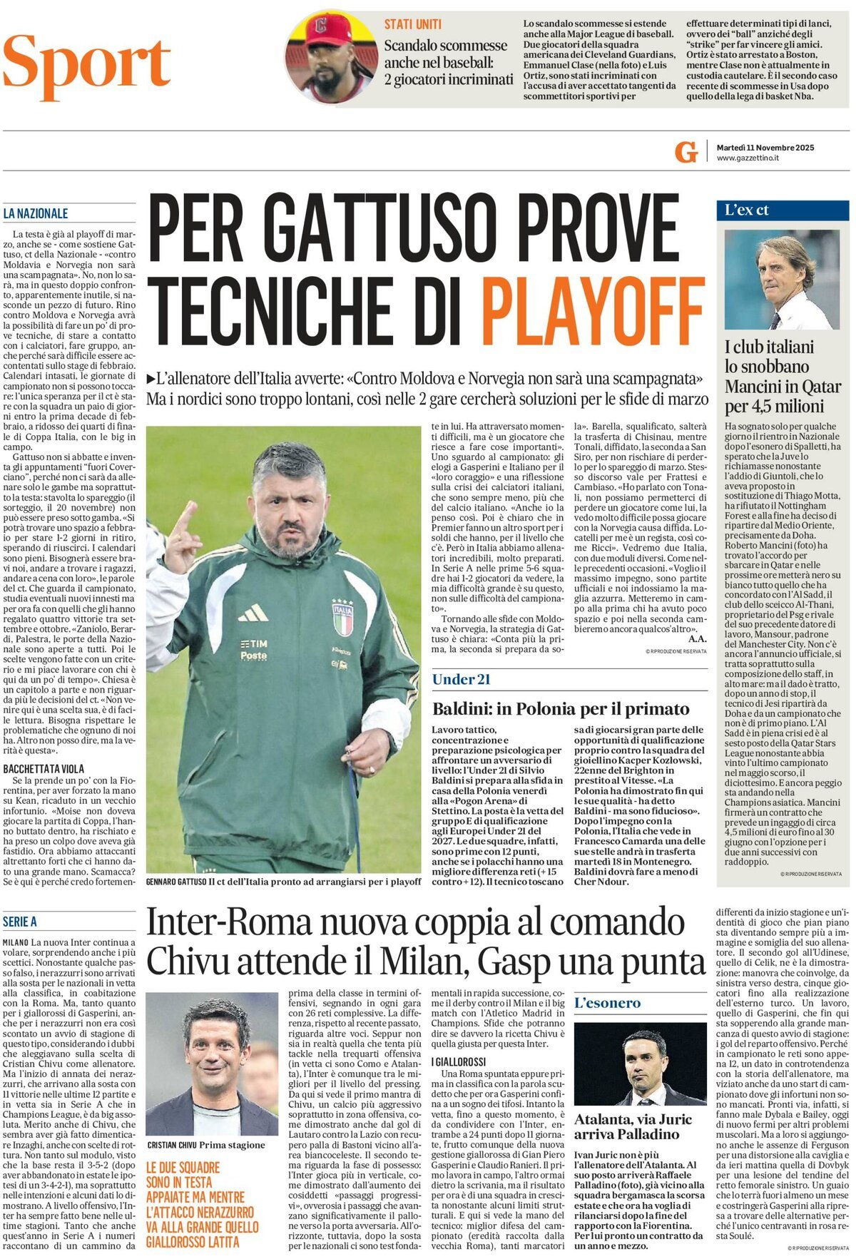 Il Gazzettino SPORT - Front Page - 11/11/2025