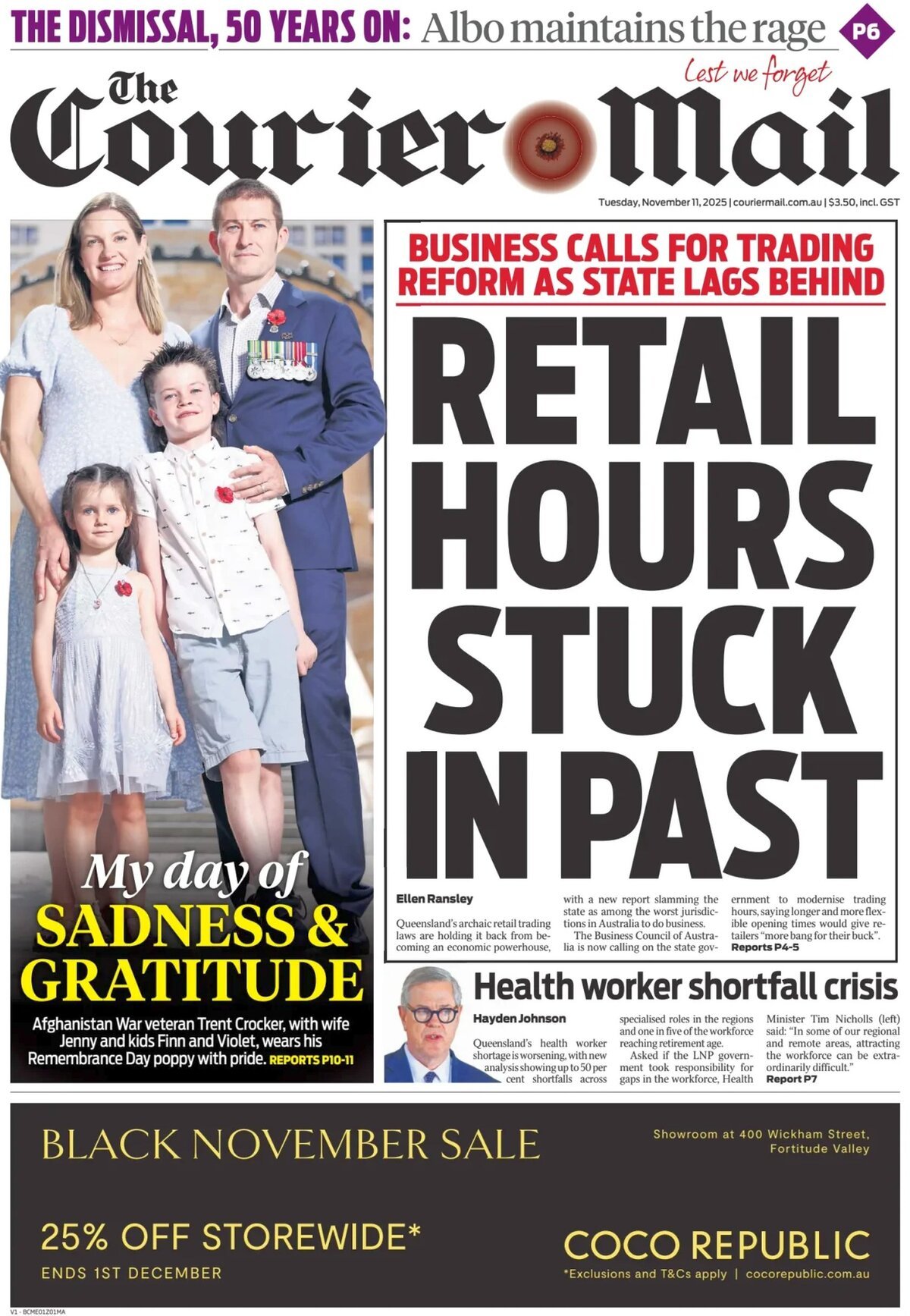 The Courier-Mail - Front Page - 11/11/2025