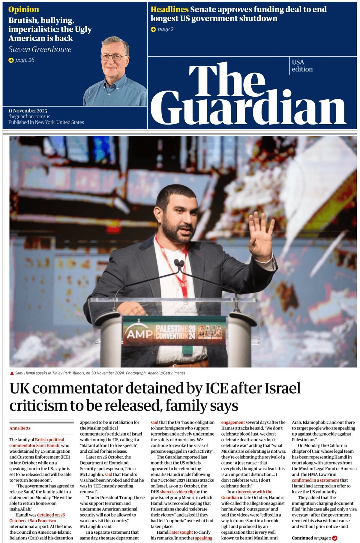 The Guardian US - Cover - 11/11/2025