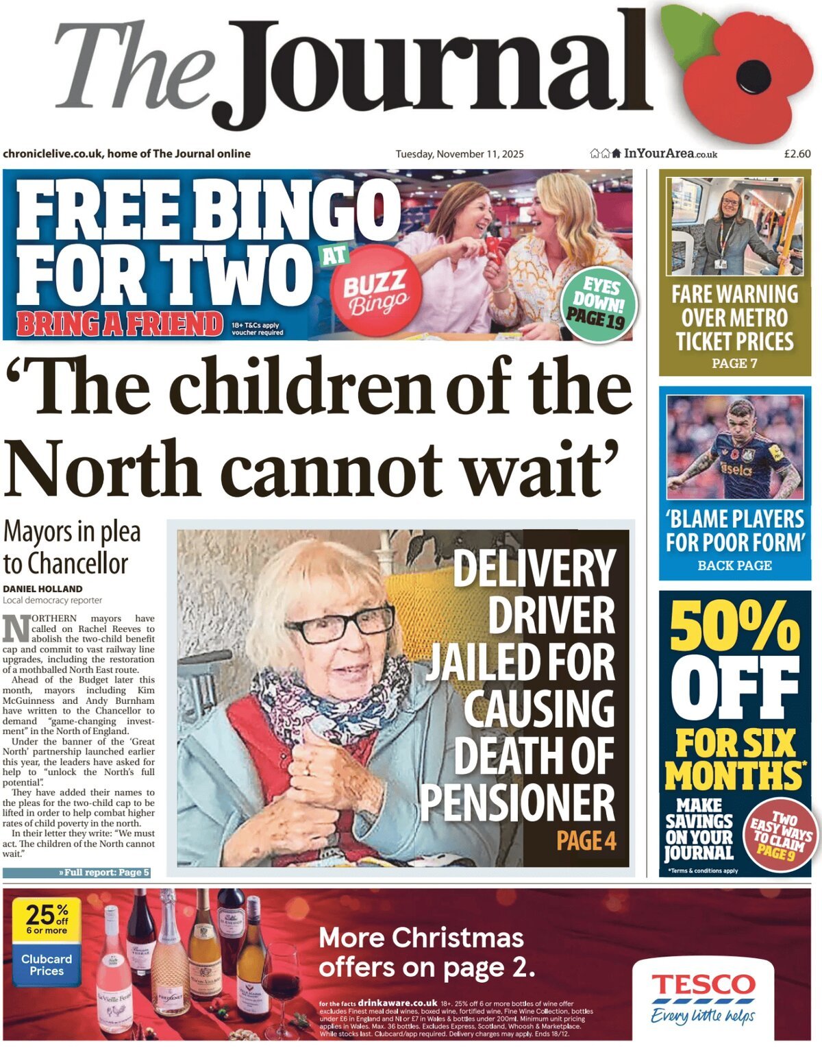 The Journal (Newcastle) - Front Page - 11/11/2025