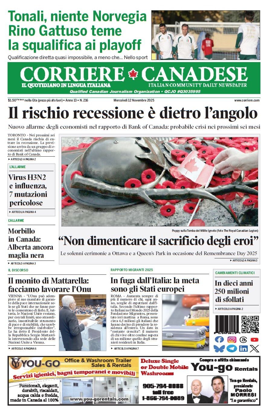 Corriere Canadese - Front Page - 11/12/2025