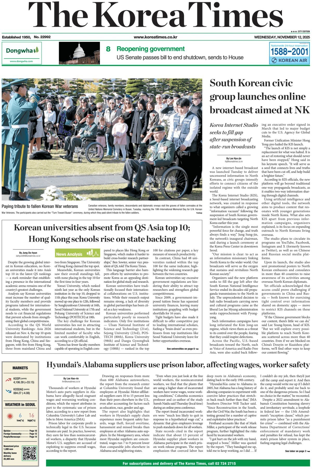 The Korea Times - Front Page - 11/12/2025