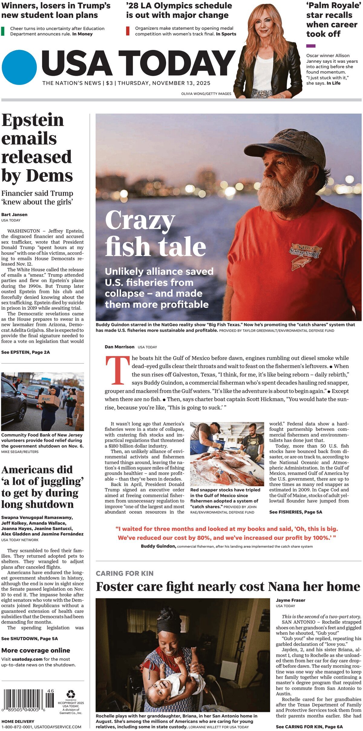 USA Today - Cover - 11/13/2025
