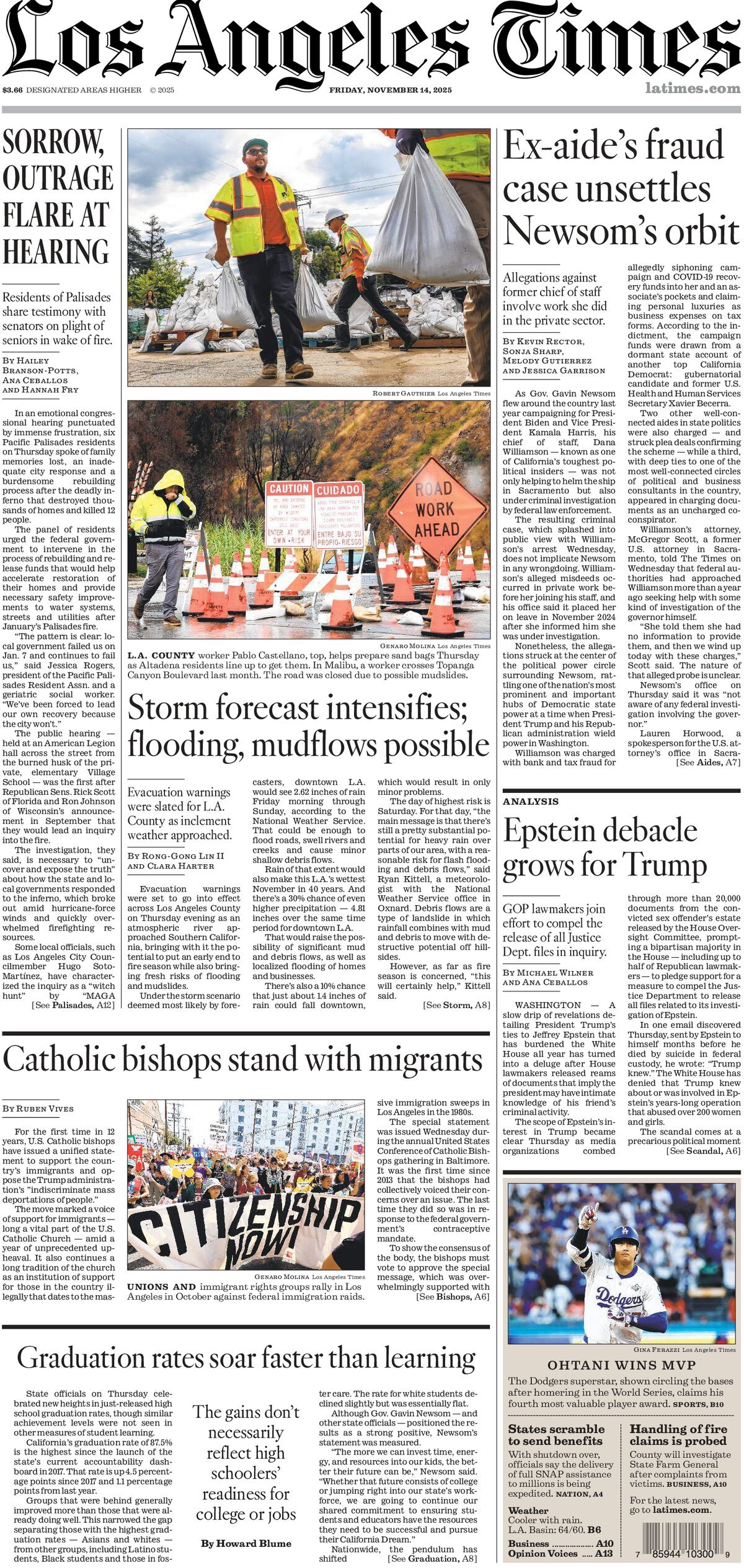 Los Angeles Times - Cover - 11/14/2025