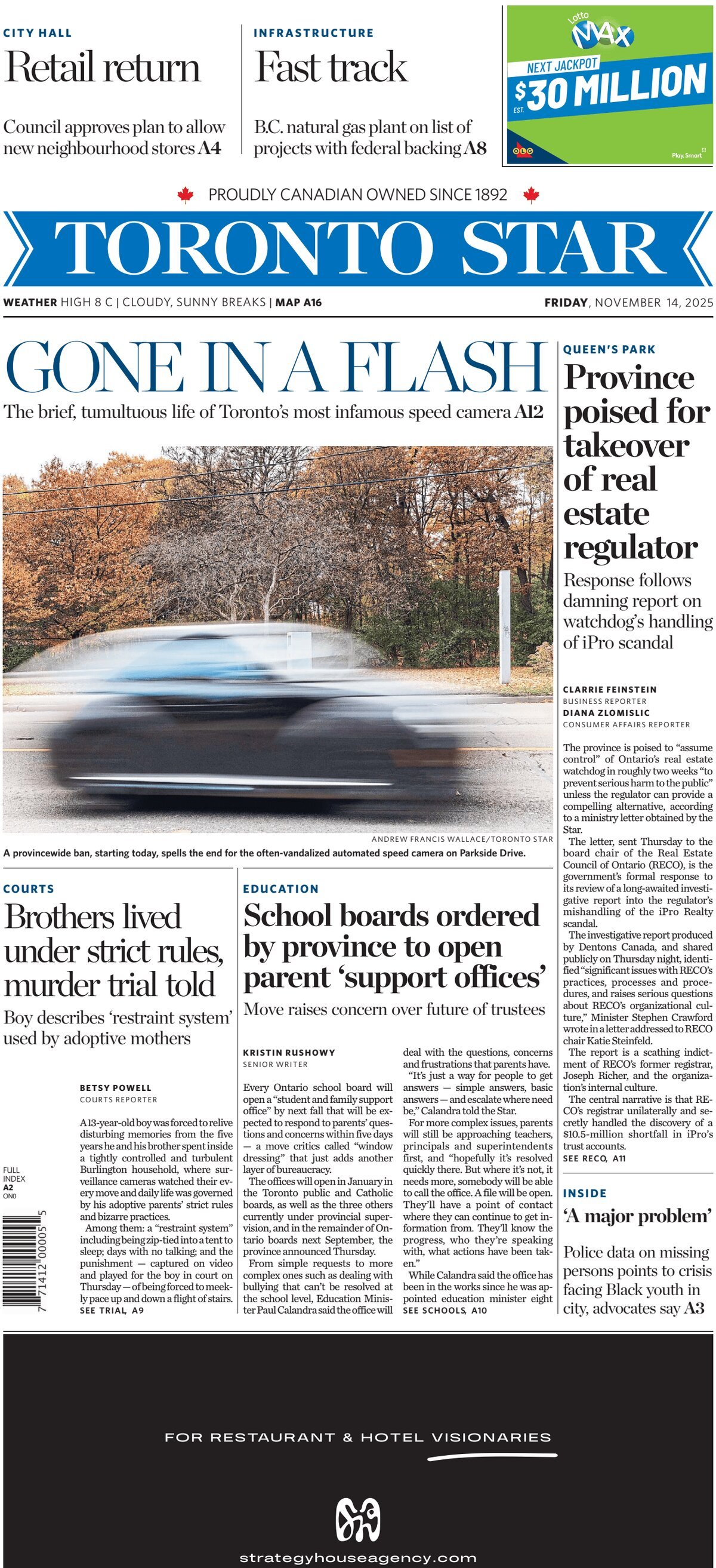 Toronto Star - Front Page - 11/14/2025