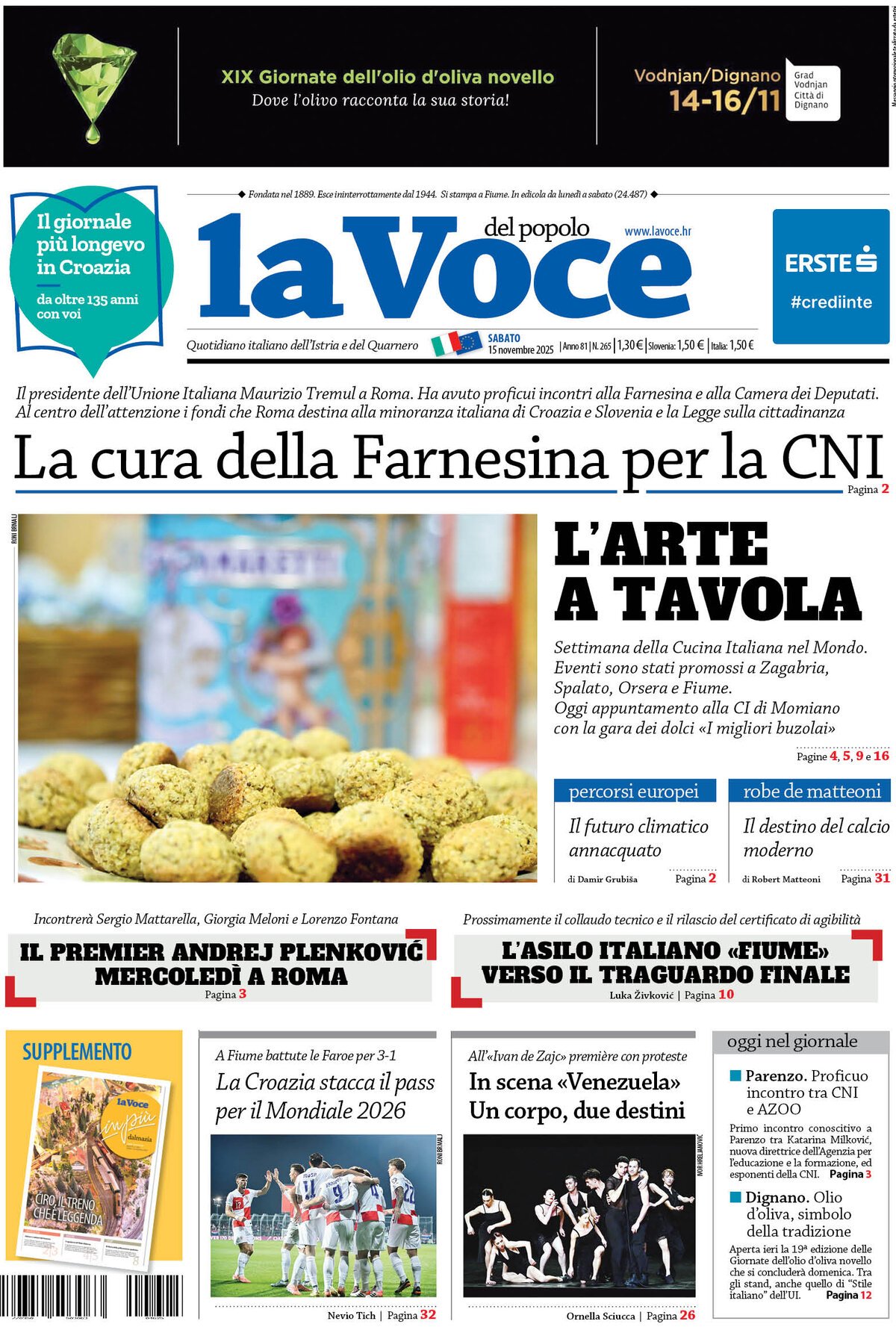 La Voce del popolo - Front Page - 11/15/2025