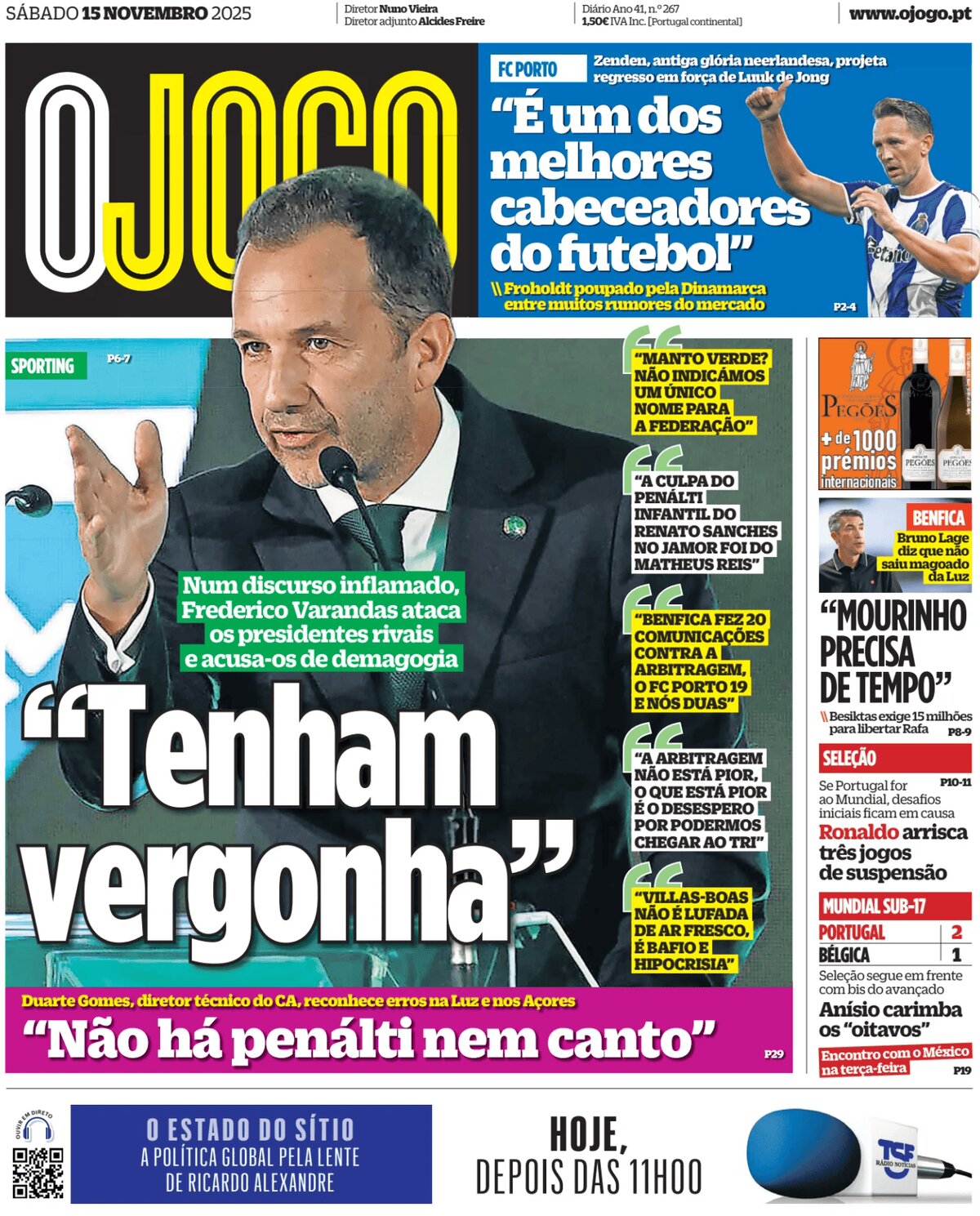 O Jogo - Front Page - 11/15/2025