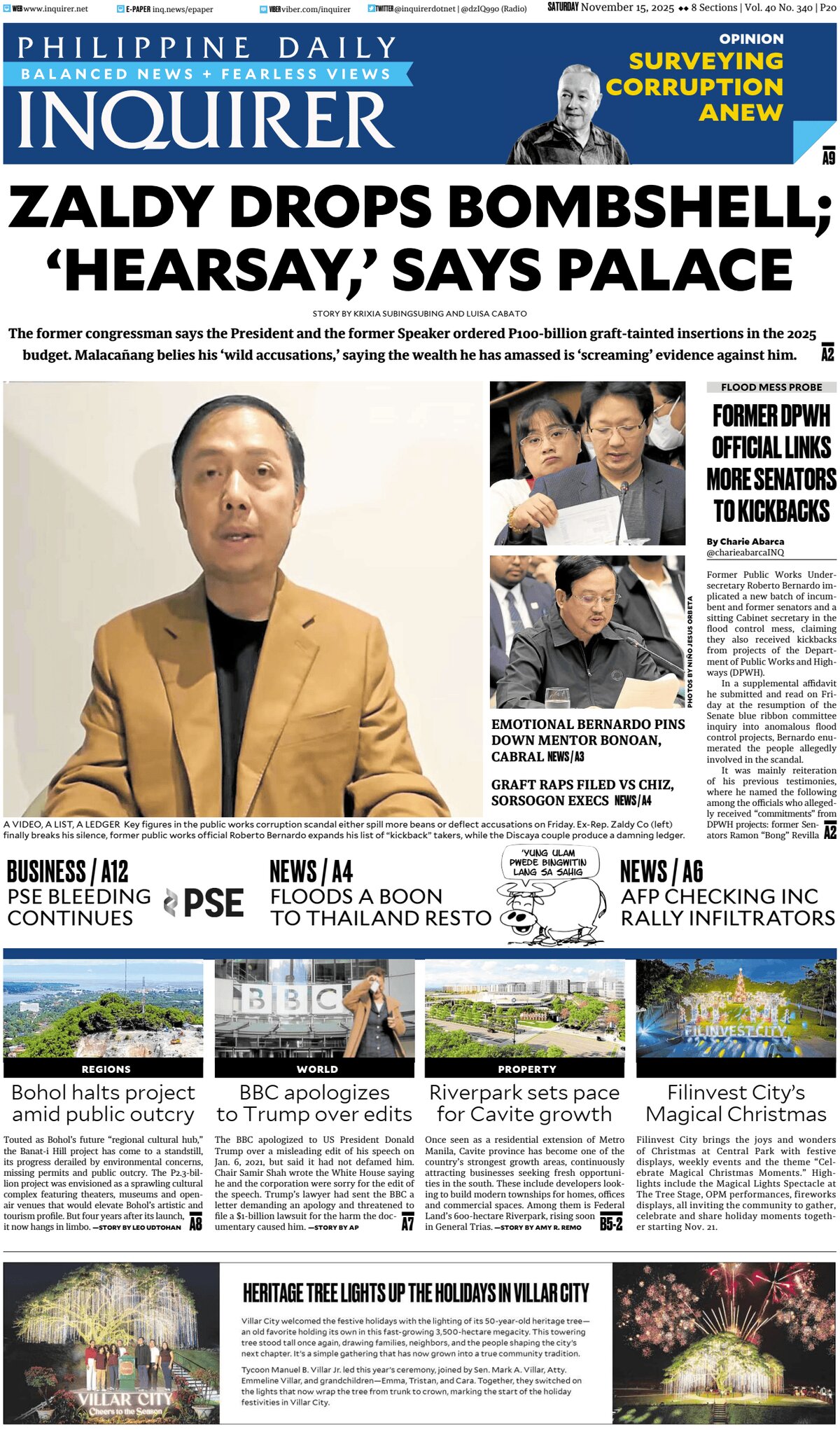 Philippine Daily Inquirer - Front Page - 11/15/2025