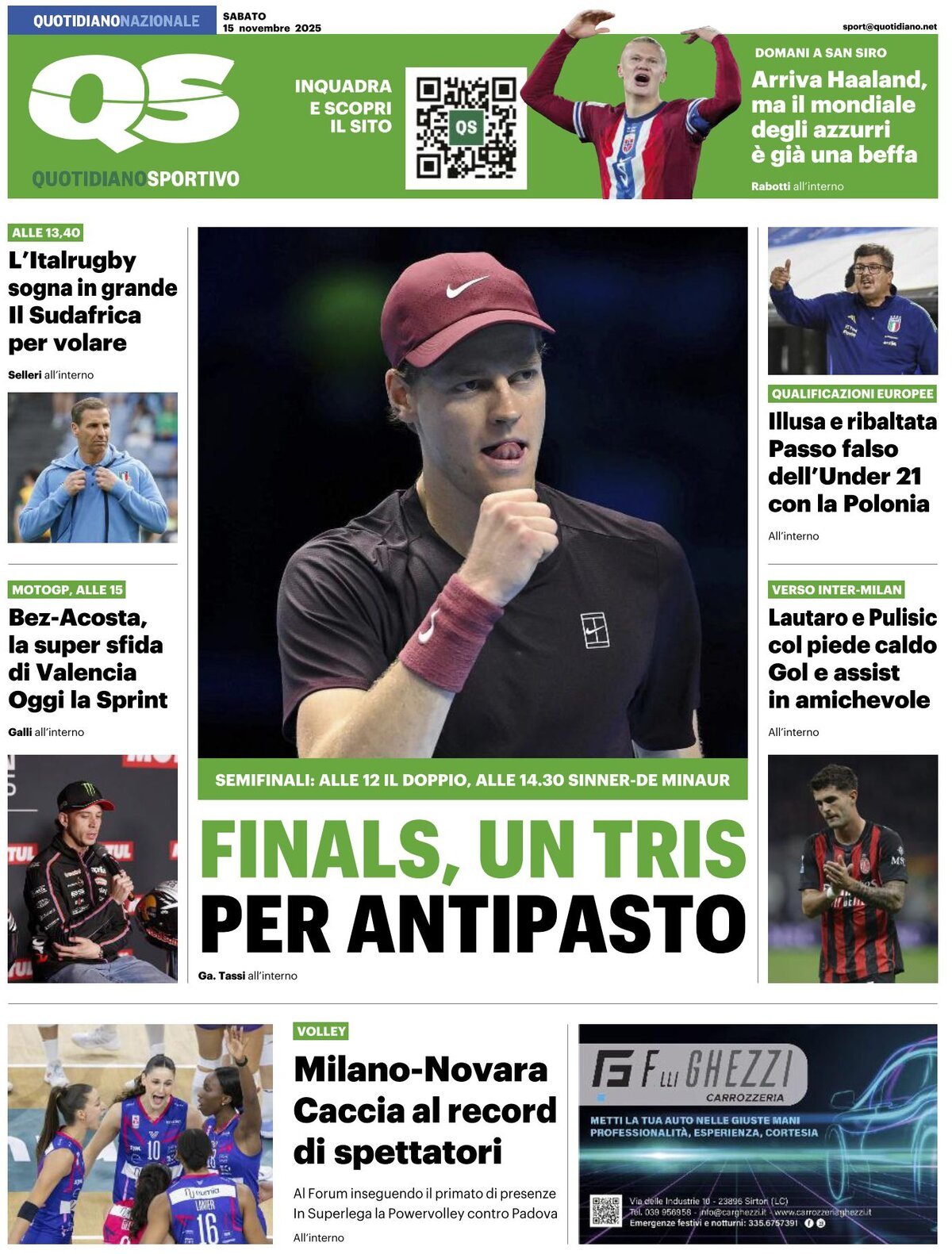 QS Quotidiano Sportivo - Front Page - 11/15/2025