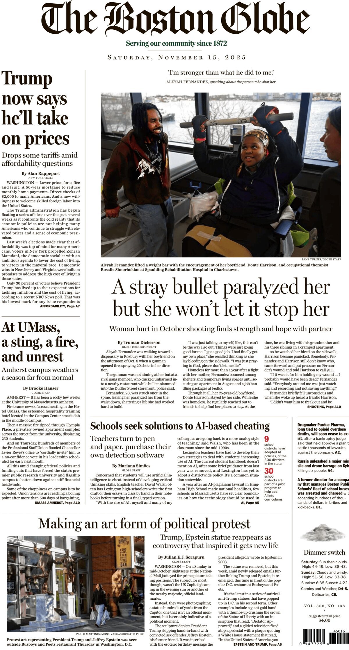The Boston Globe - Cover - 11/15/2025