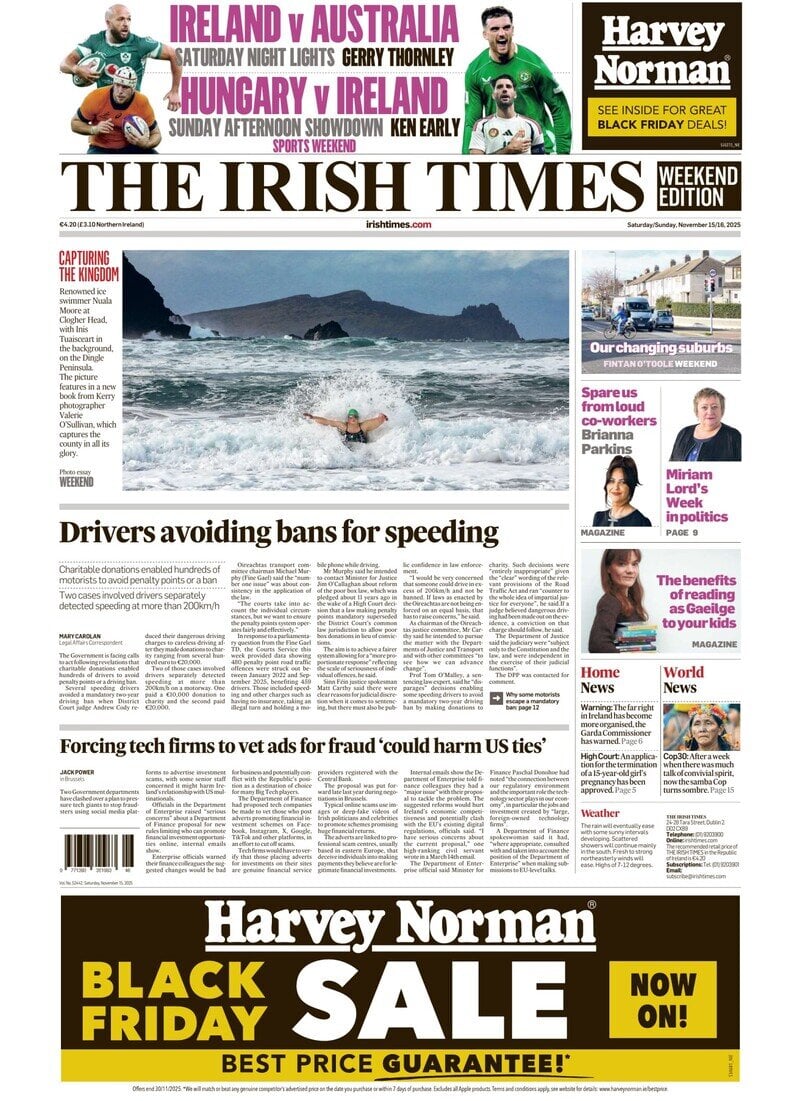 The Irish Times - Front Page - 11/16/2025