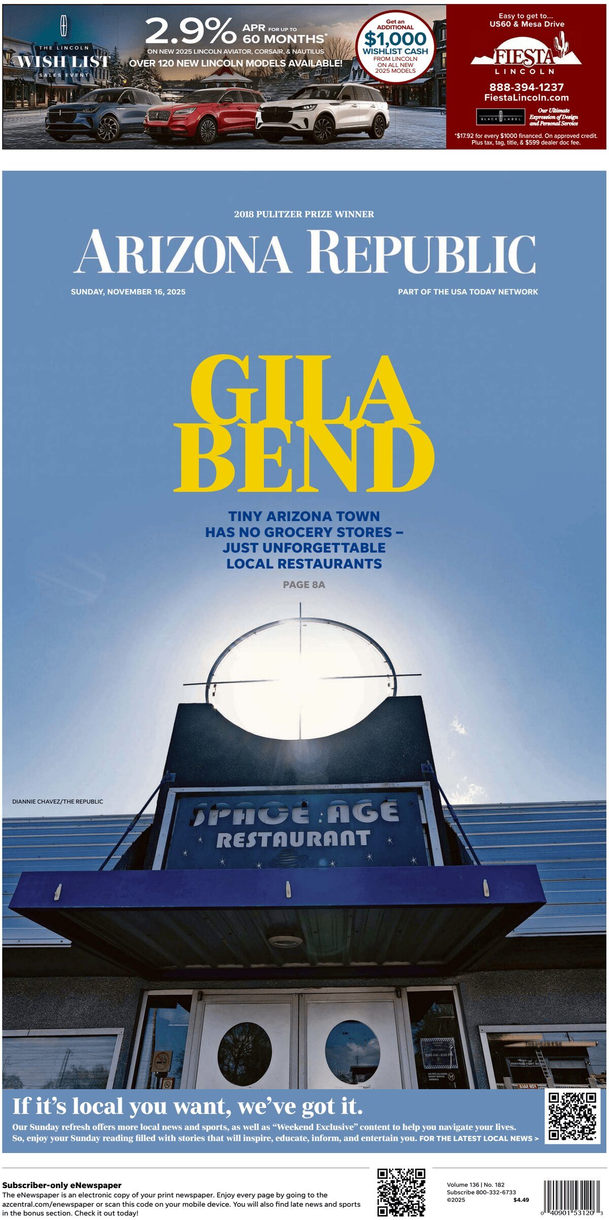 The Arizona Republic - Cover - 11/16/2025