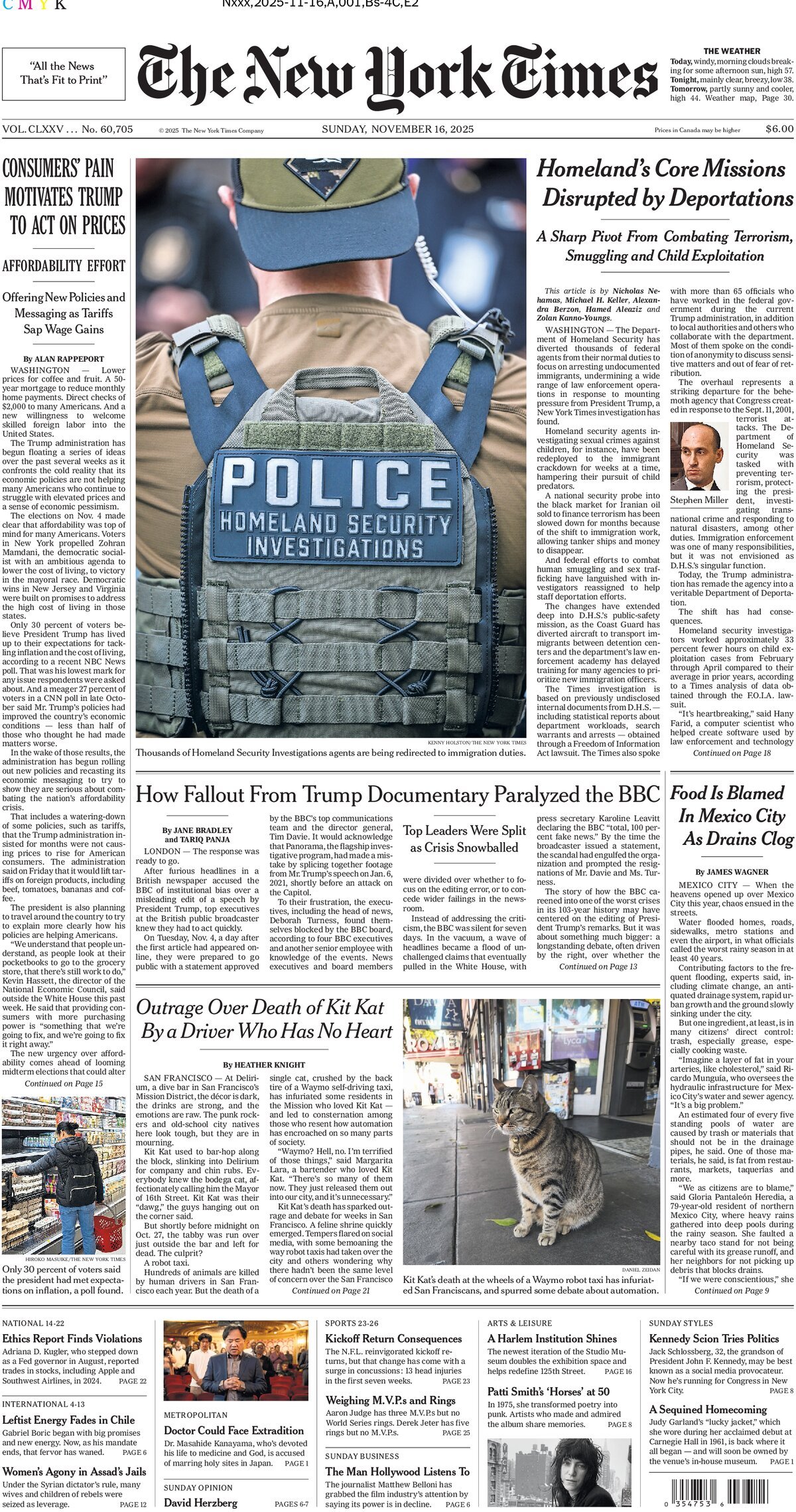 The New York Times - Cover - 11/16/2025