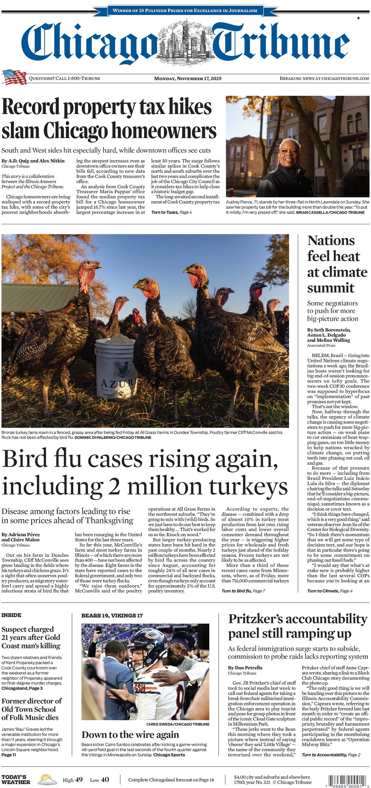 Chicago Tribune - Cover - 11/17/2025