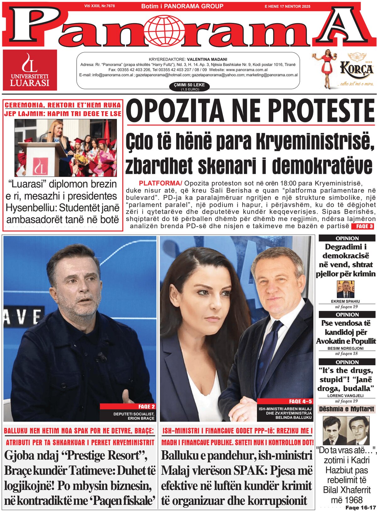 Gazeta Panorama - Front Page - 11/17/2025
