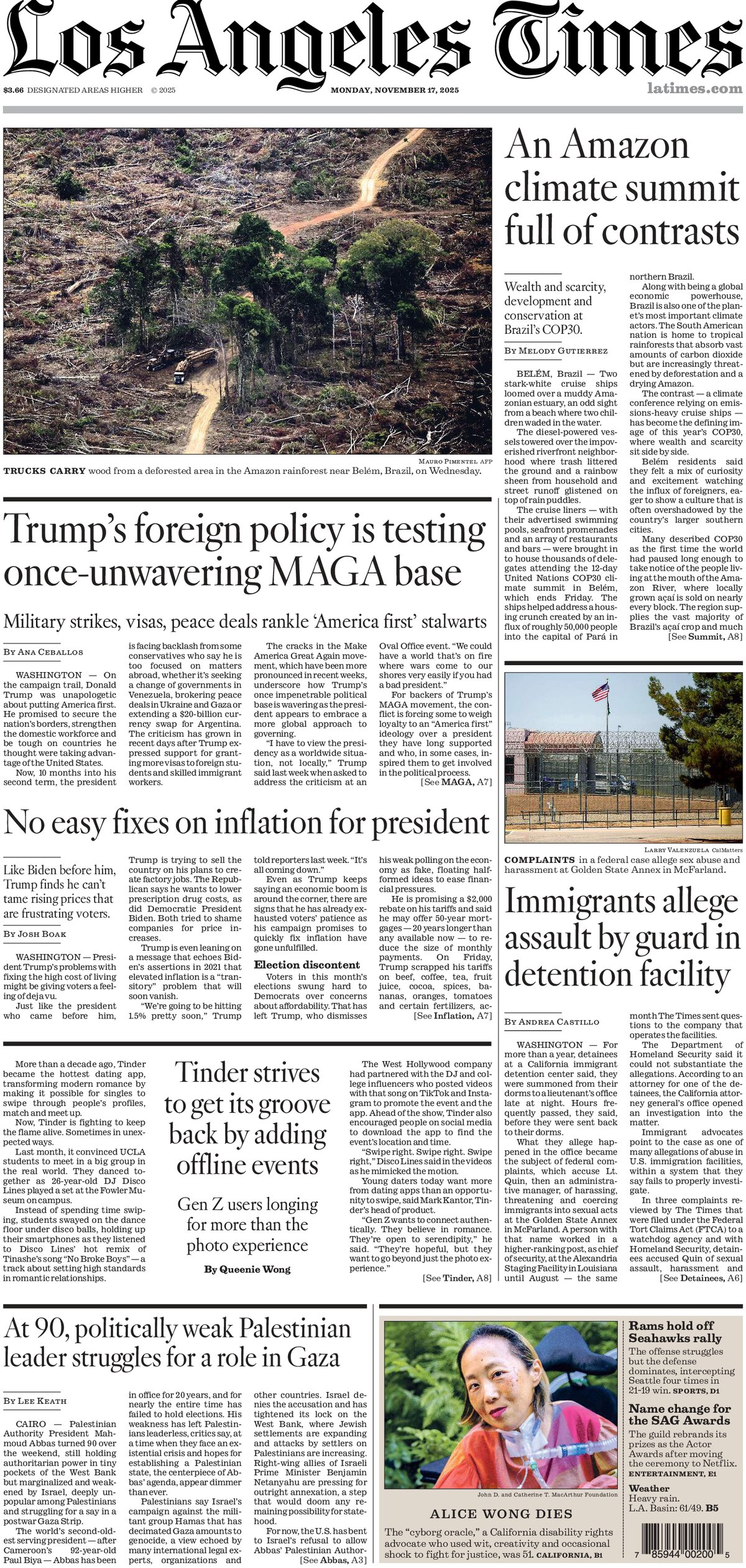 Los Angeles Times - Cover - 11/17/2025