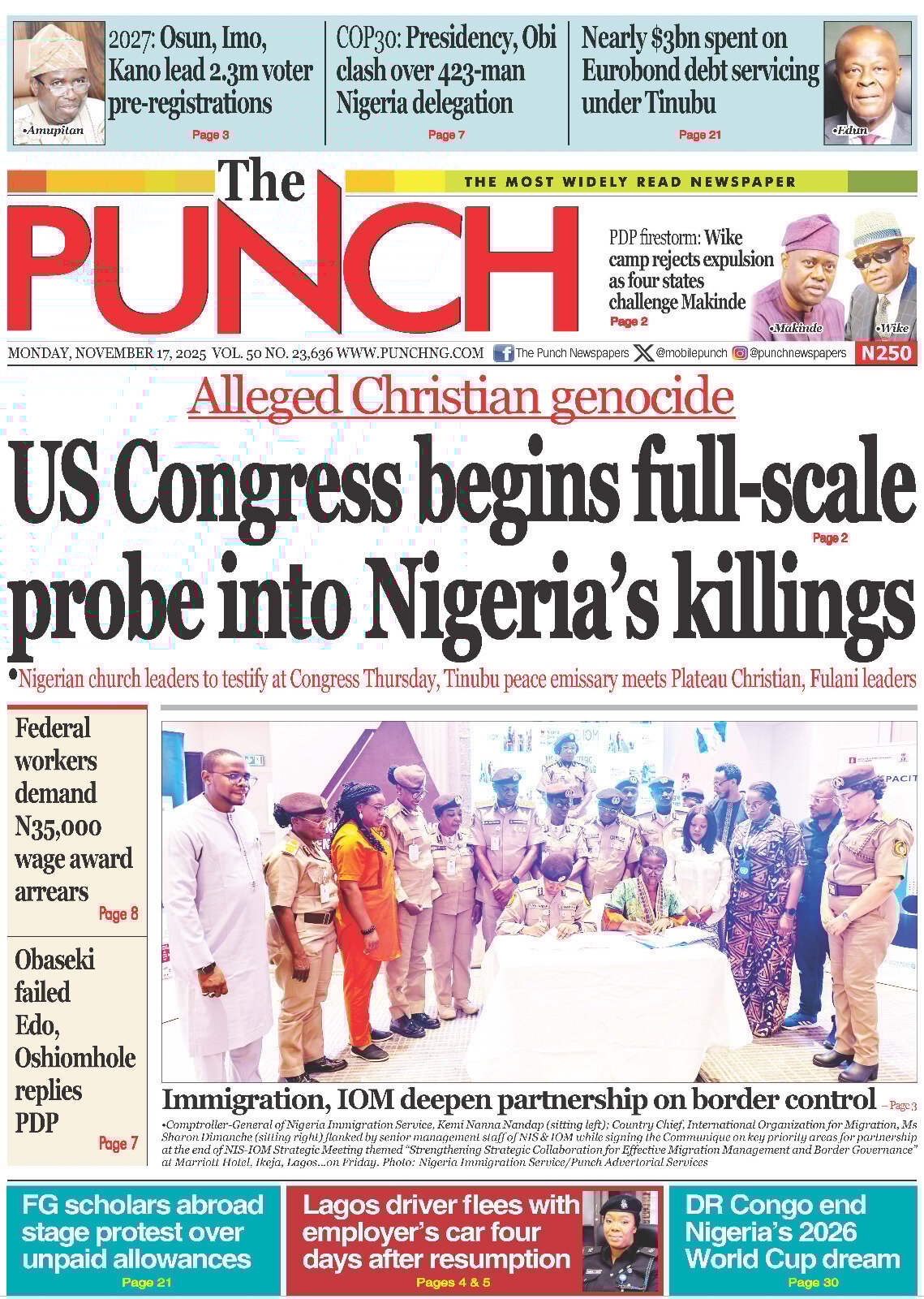 The Punch - Front Page - 11/17/2025
