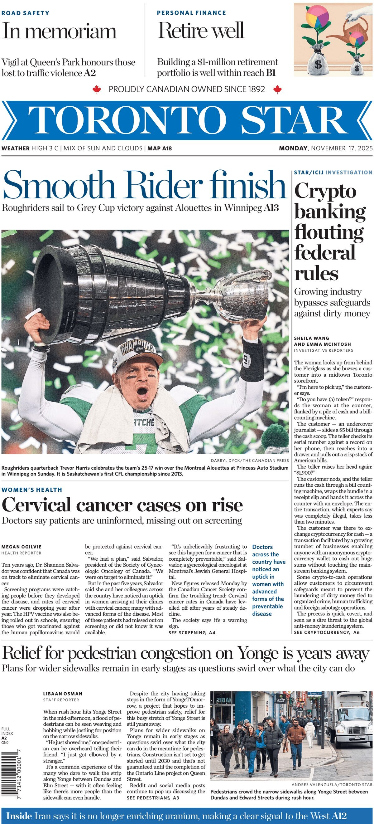 Toronto Star - Front Page - 11/17/2025