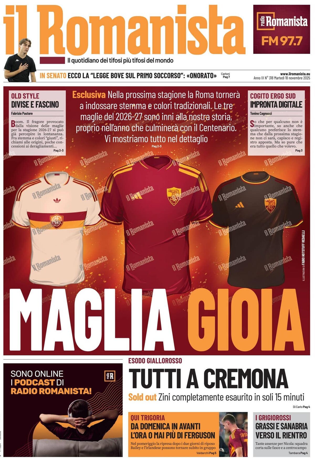Il Romanista - Front Page - 11/18/2025