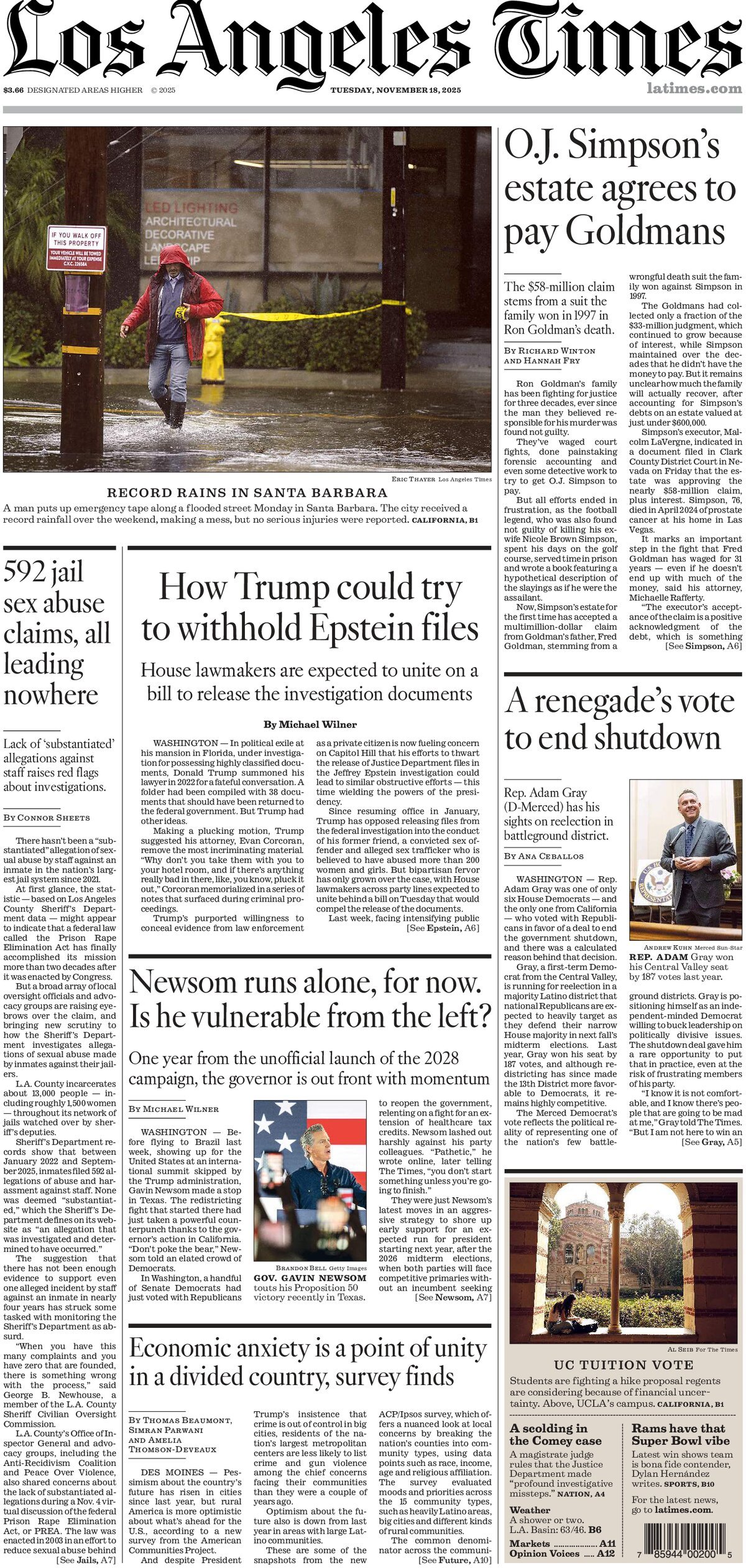Los Angeles Times - Cover - 11/18/2025