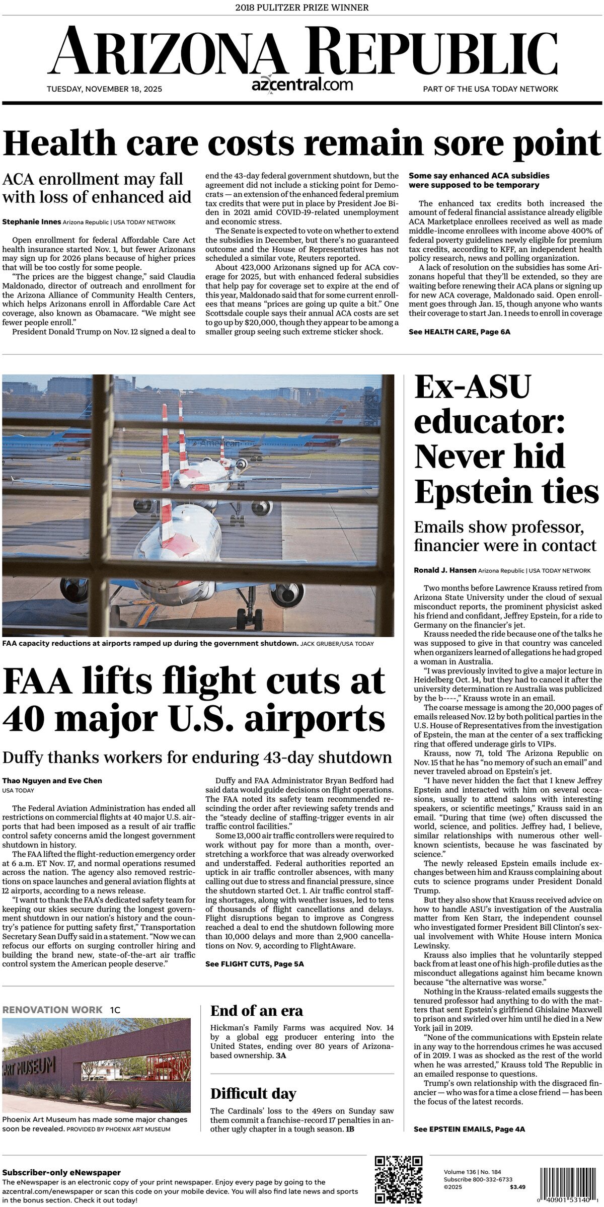 The Arizona Republic - Cover - 11/18/2025
