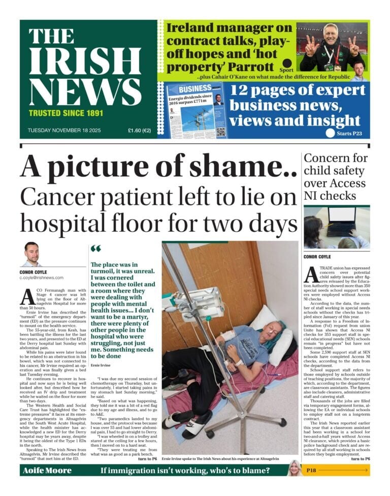 The Irish News - Front Page - 11/18/2025