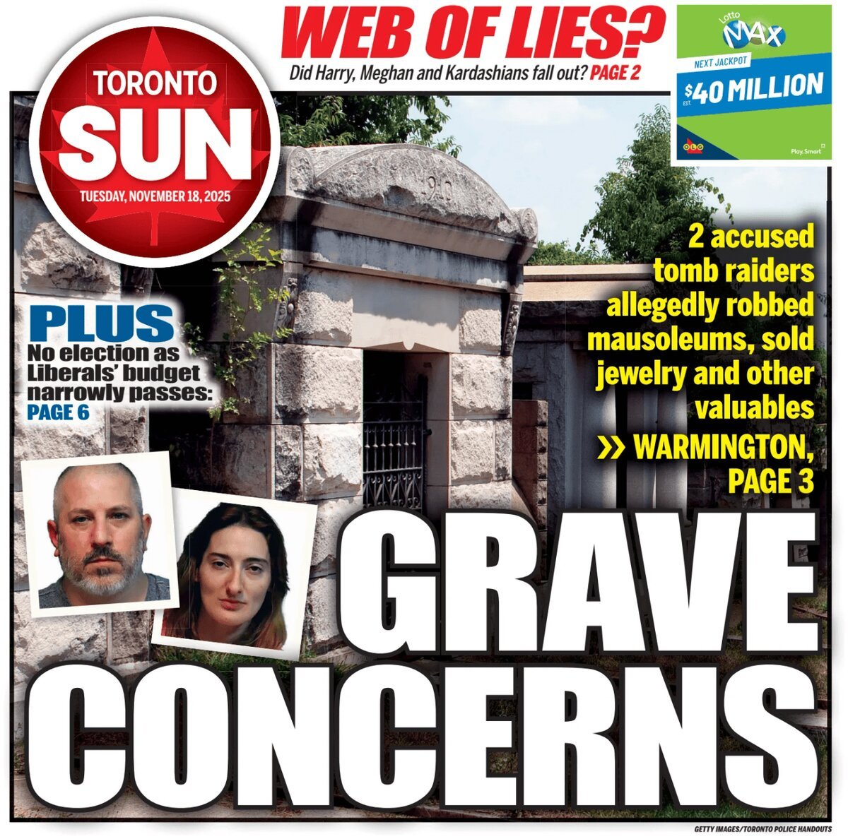 Toronto Sun - Front Page - 11/18/2025