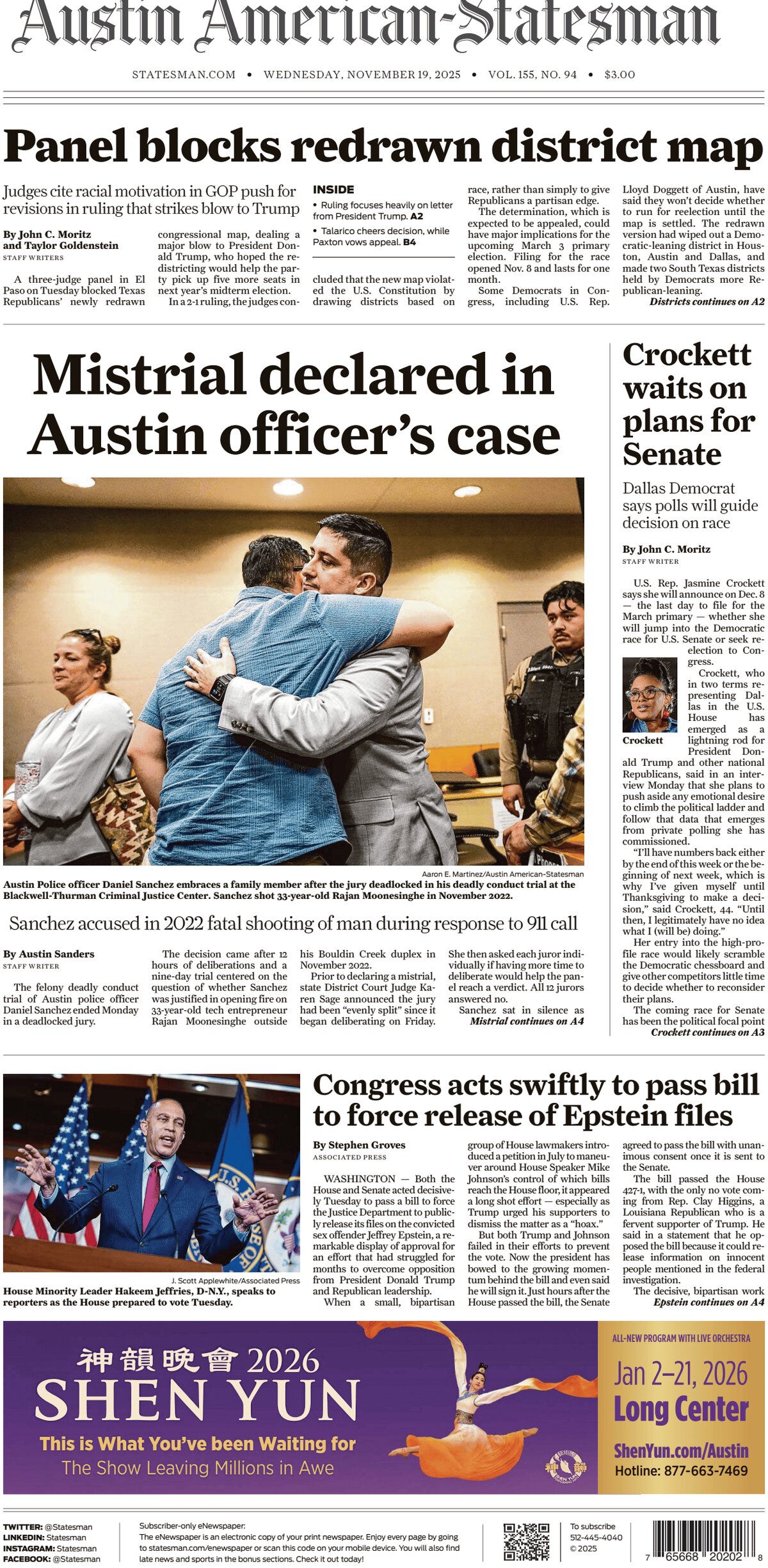 Austin American-Statesman - Cover - 11/19/2025